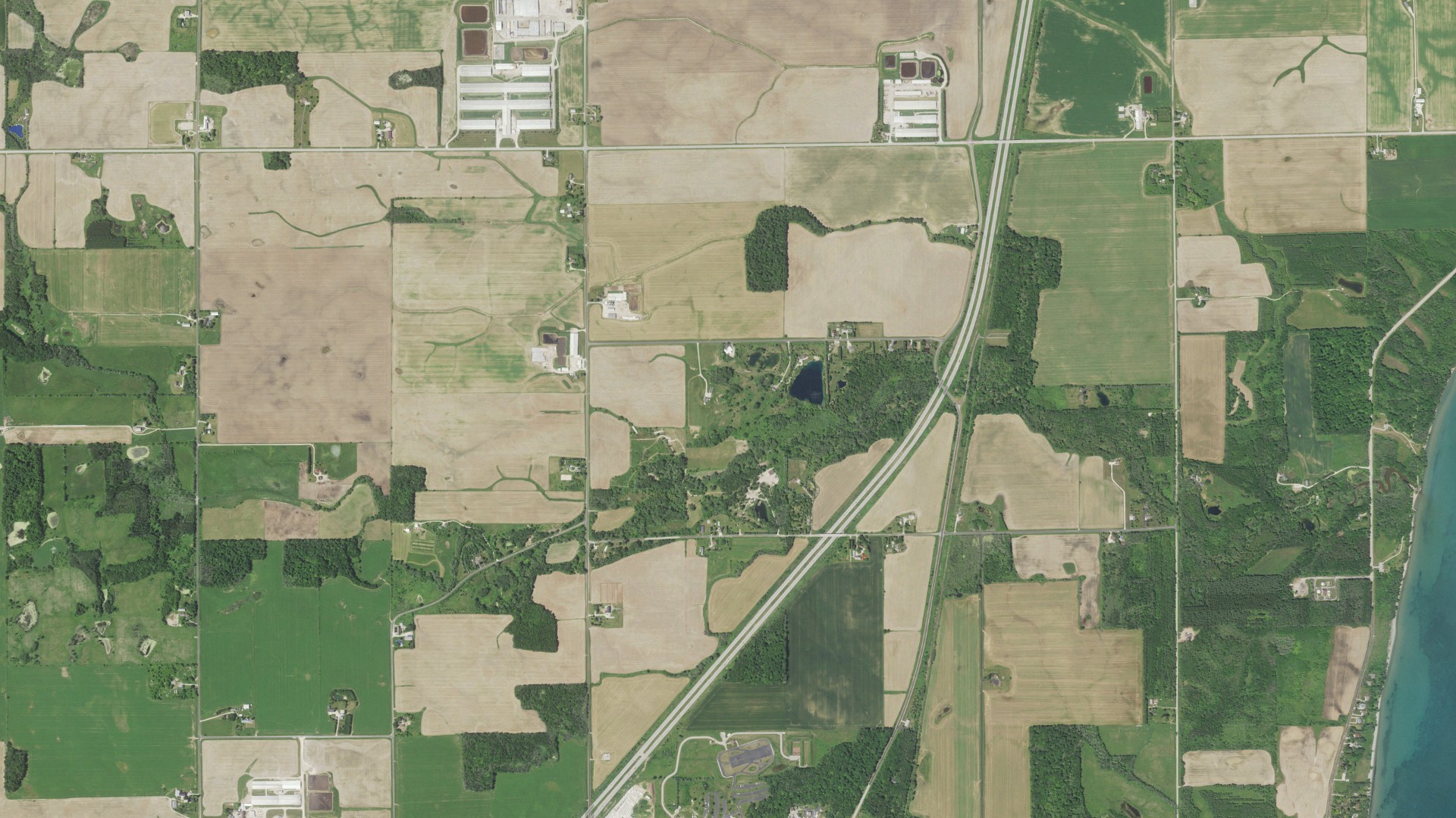 Aerial view of land around Centerville, Wisconsin