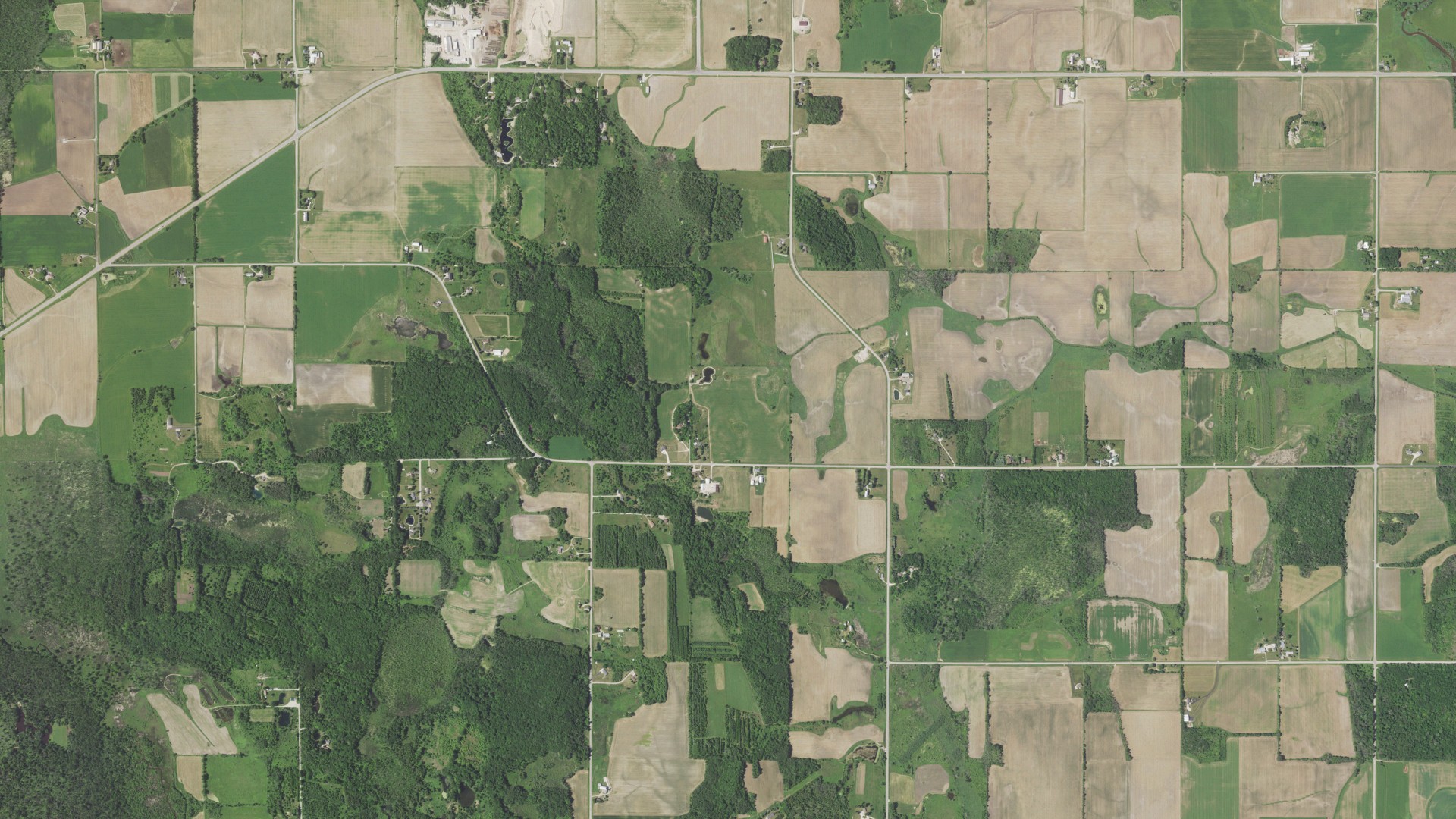 Aerial view of land around Eaton, Wisconsin