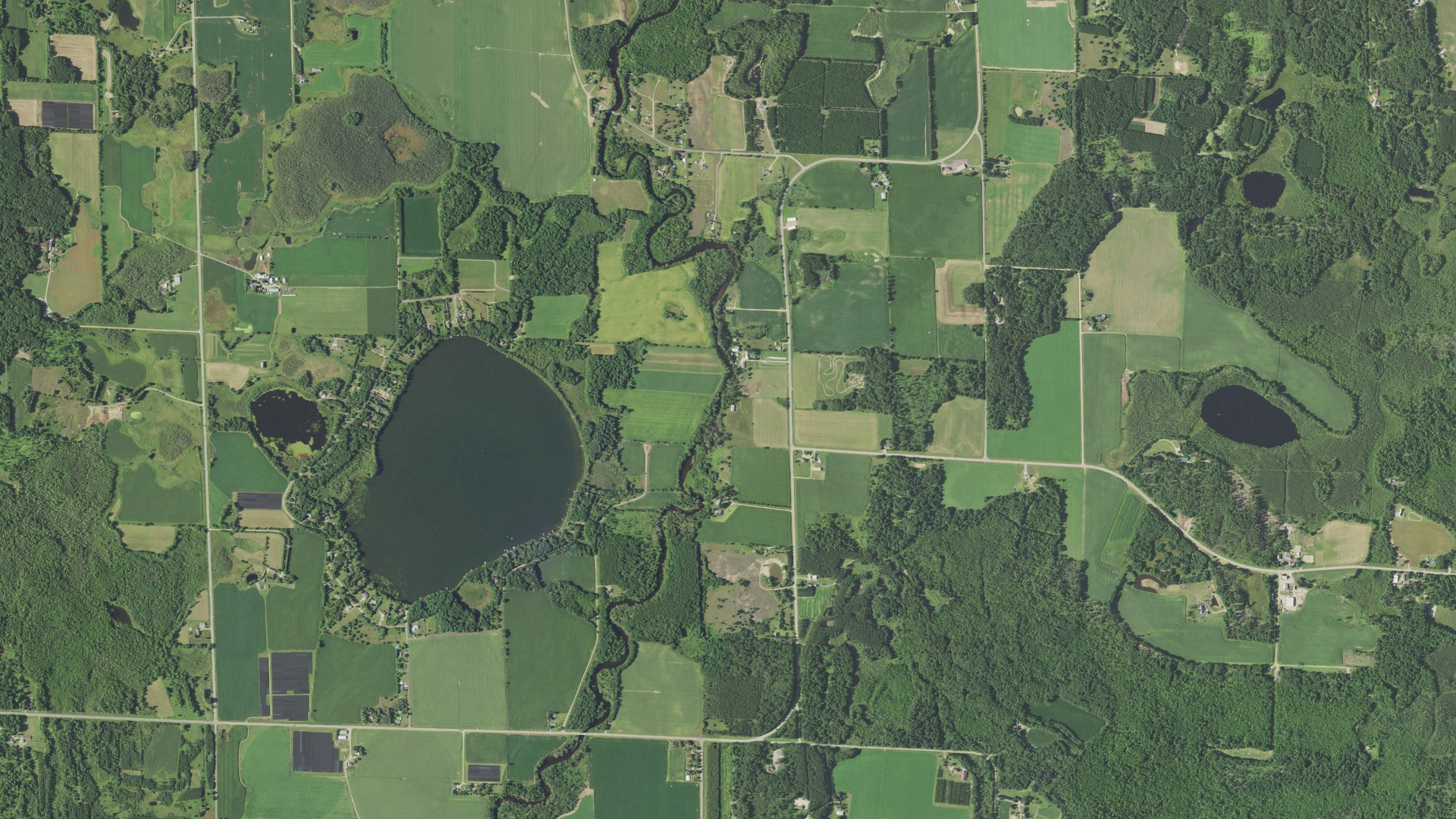 Aerial view of land around Bevent, Wisconsin