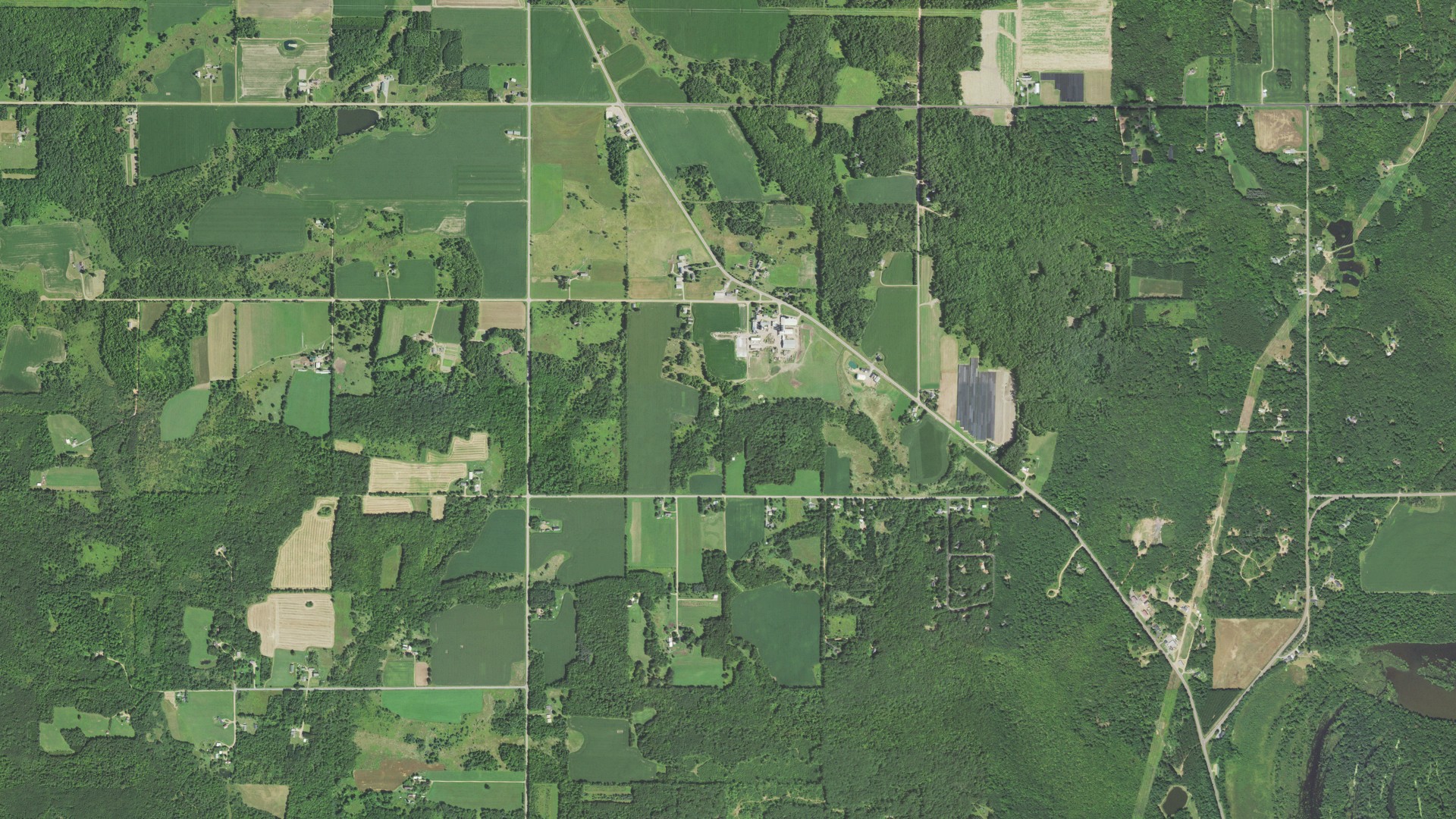 Aerial view of land around Mosinee, Wisconsin