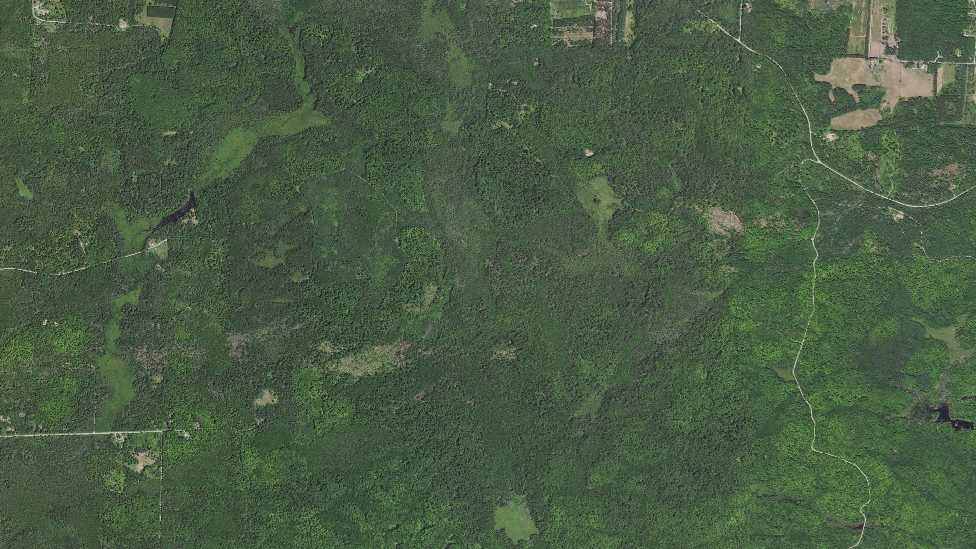 Natural-color aerial photograph of land around Beecher, Wisconsin