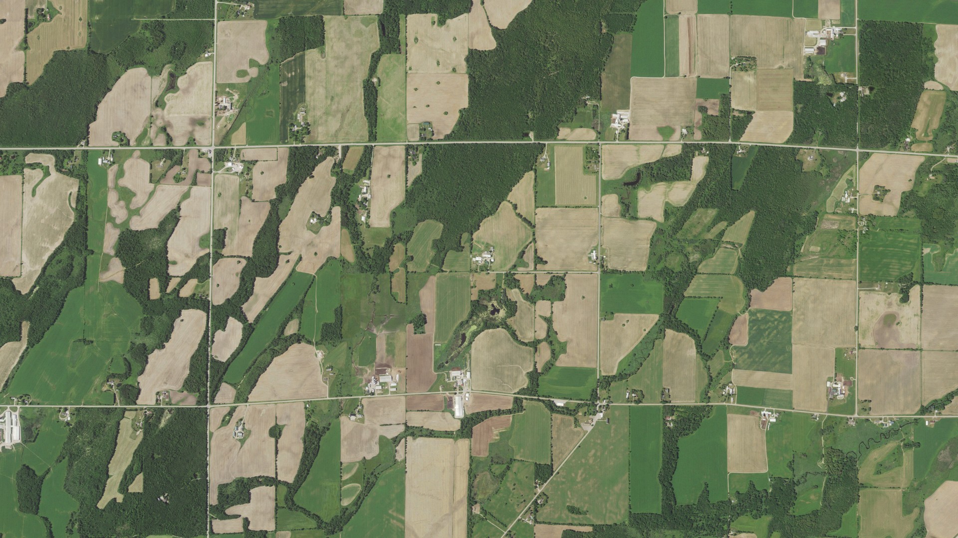 Aerial view of land around Grover, Wisconsin