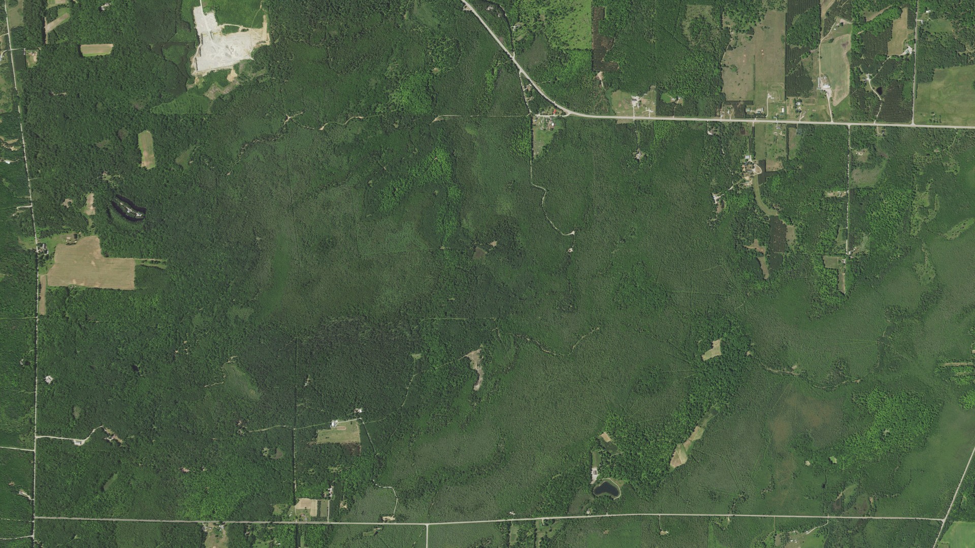 Natural-color aerial photograph of land around Wagner, Wisconsin