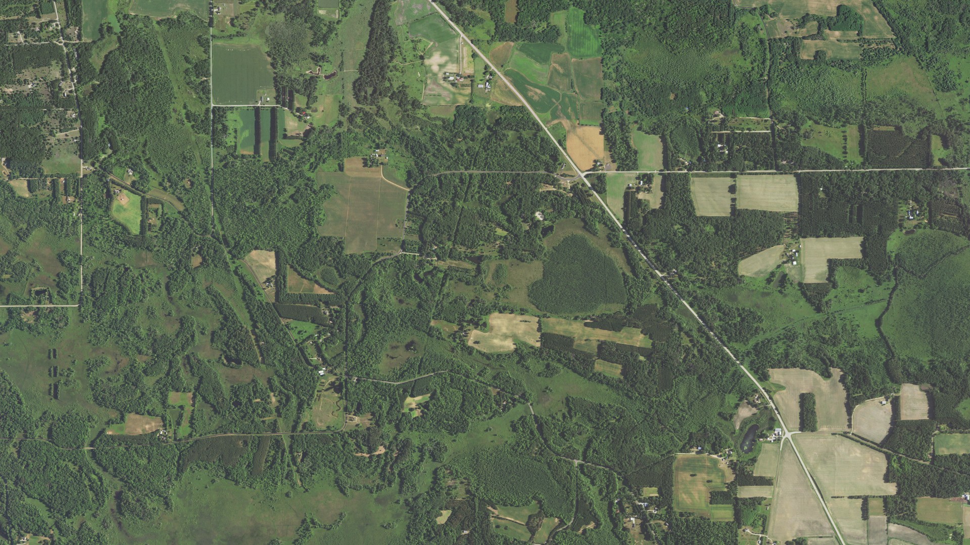 Aerial view of land around Neshkoro, Wisconsin