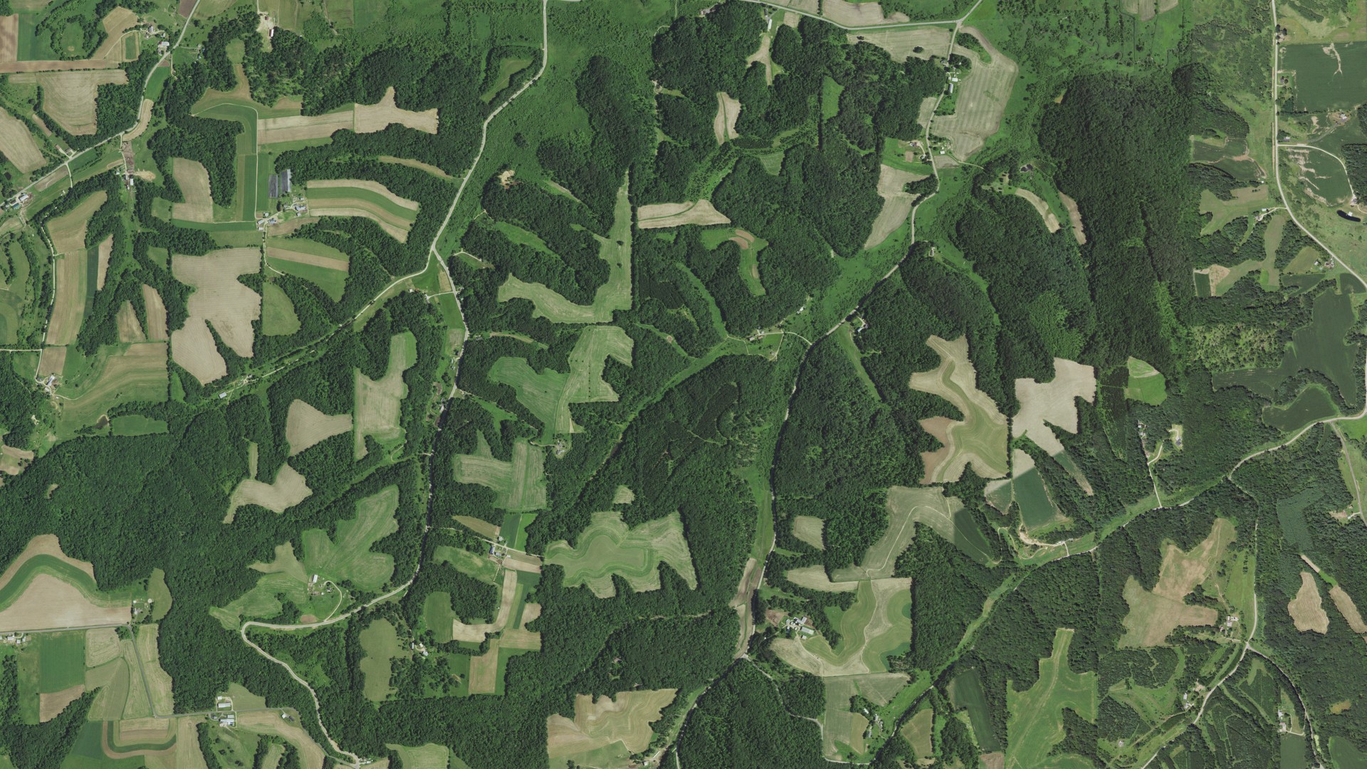Aerial view of land around Clifton, Wisconsin