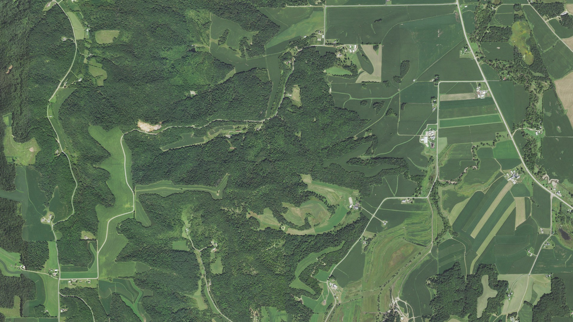 Aerial view of land around Leon, Wisconsin