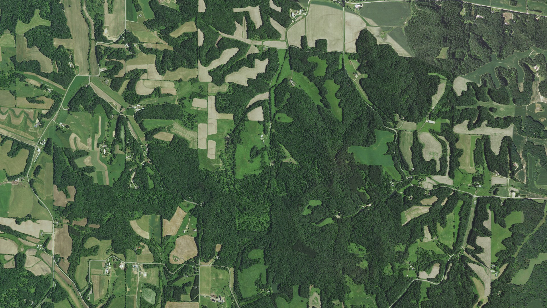 Aerial view of land around Oakdale, Wisconsin