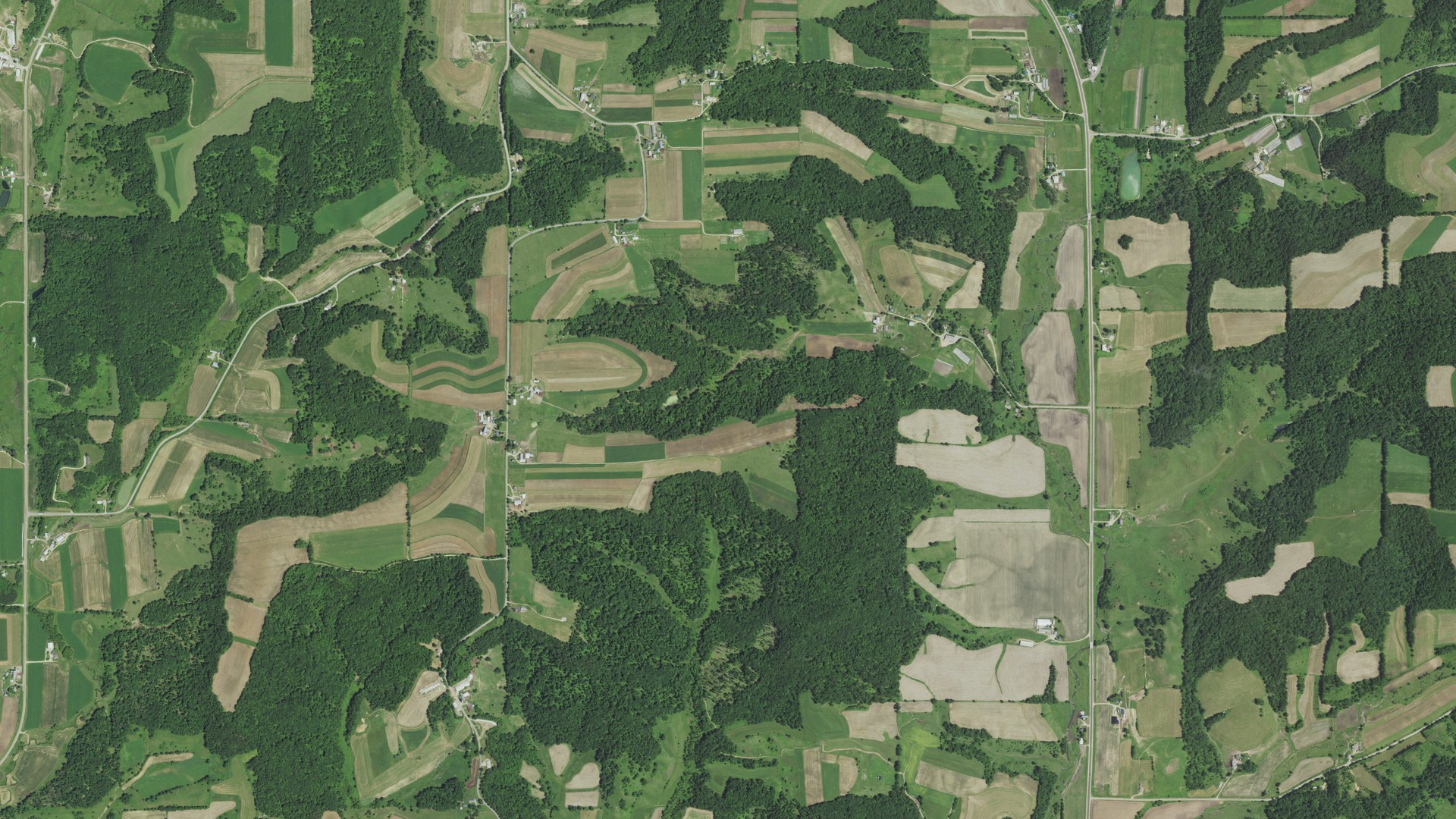 Aerial view of land around Wilton, Wisconsin