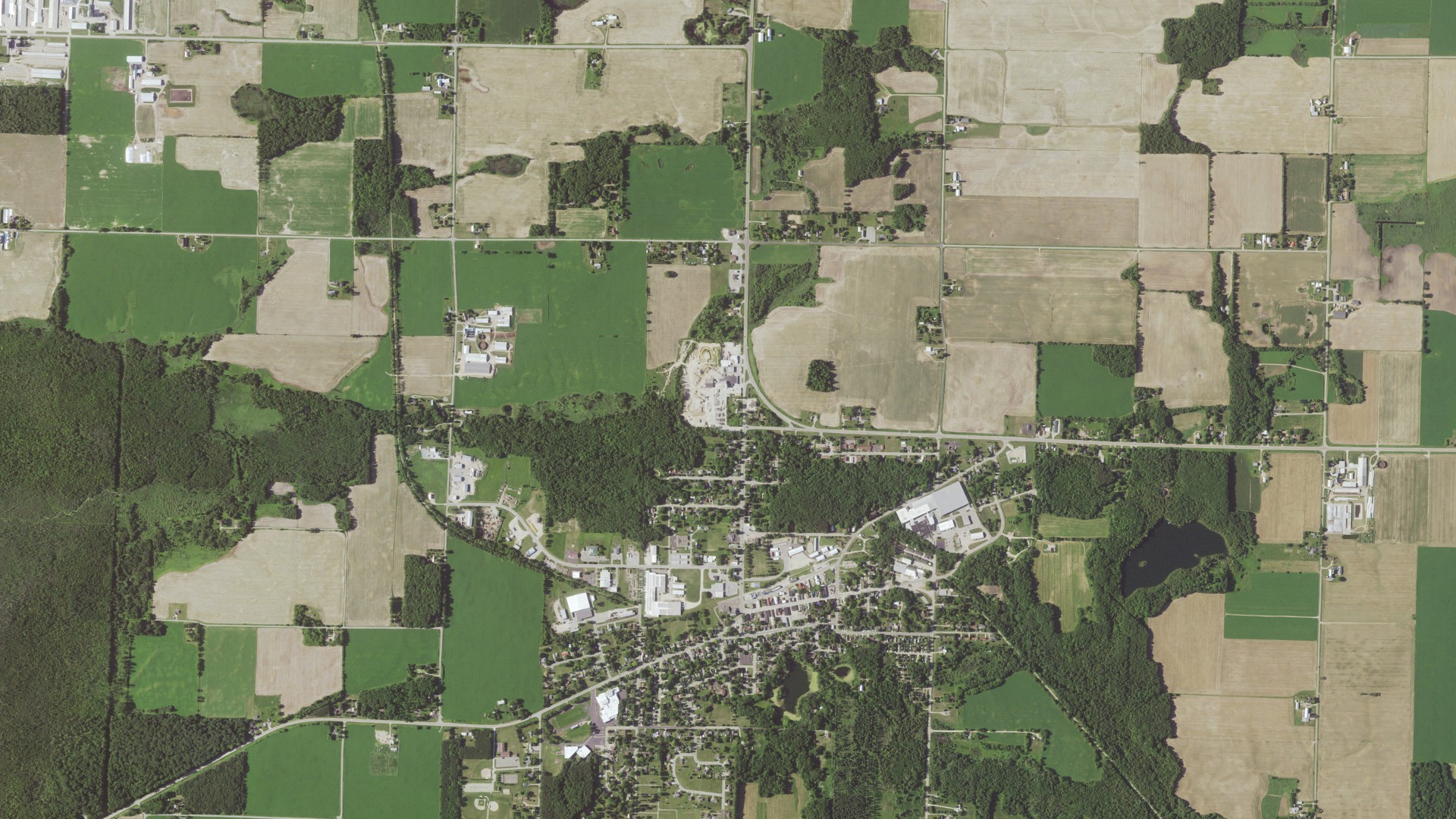 Aerial view of land around Gillett, Wisconsin