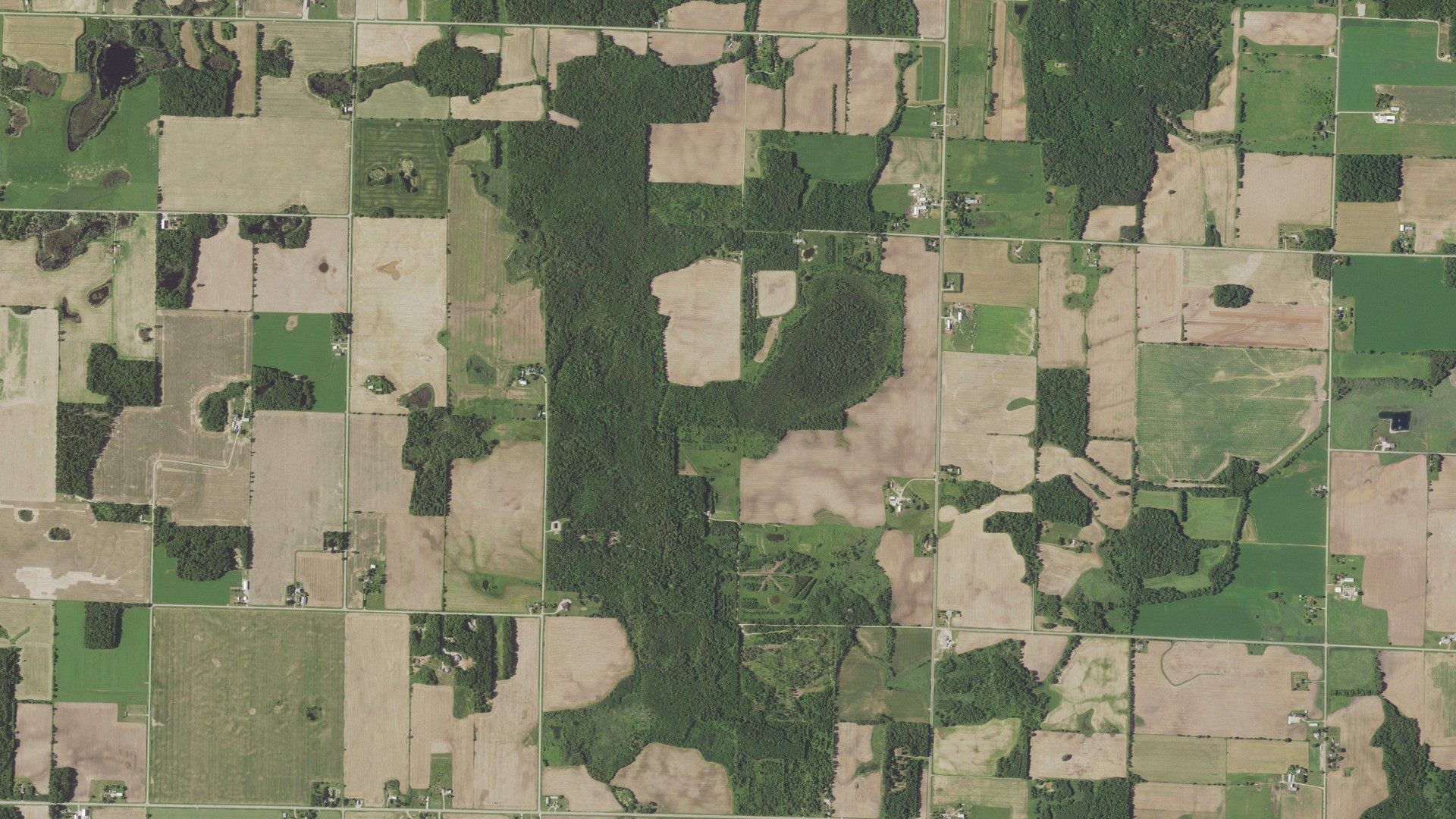 Aerial view of land around Spruce, Wisconsin