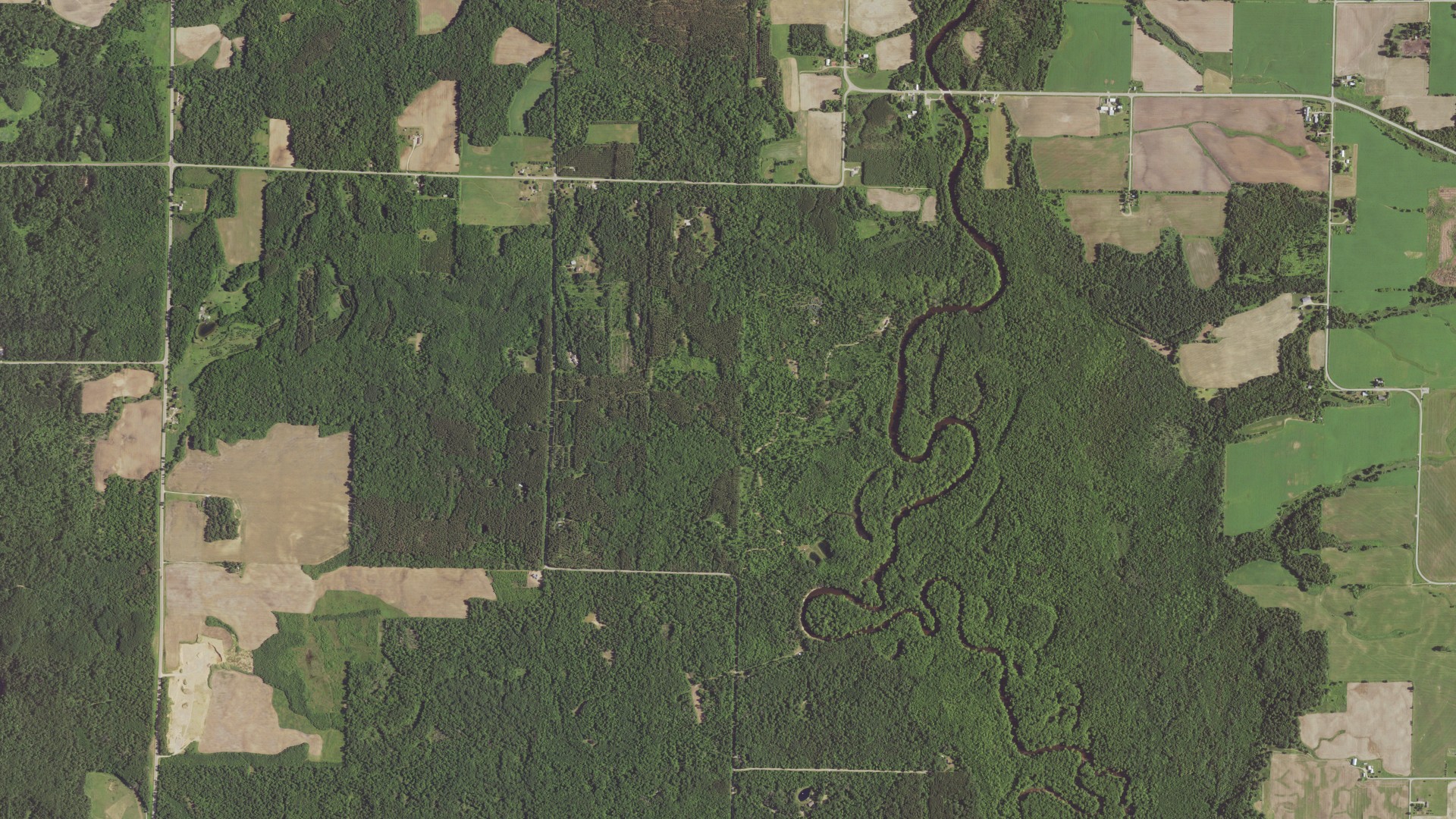 Aerial view of land around Underhill, Wisconsin