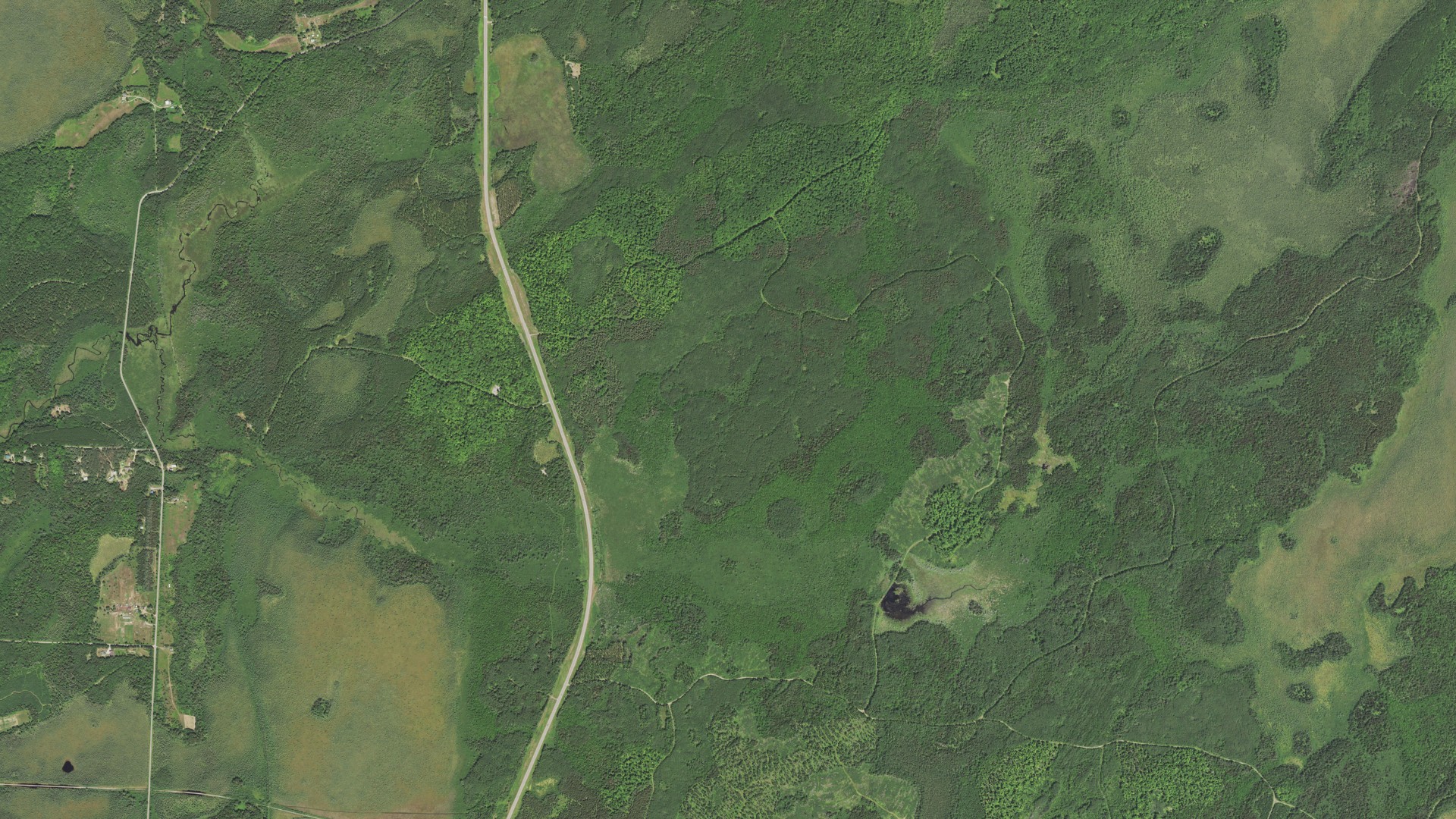 Aerial view of land around Piehl, Wisconsin