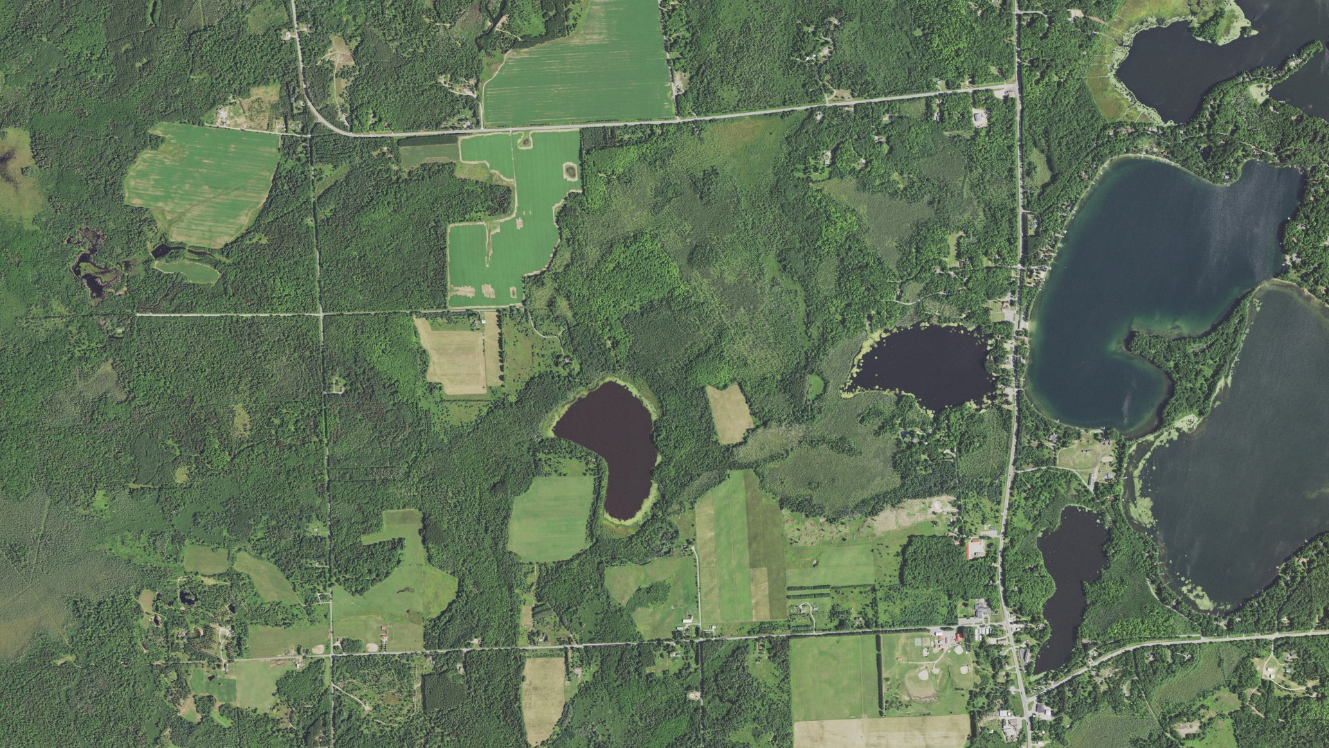 Aerial view of land around Sugar Camp, Wisconsin