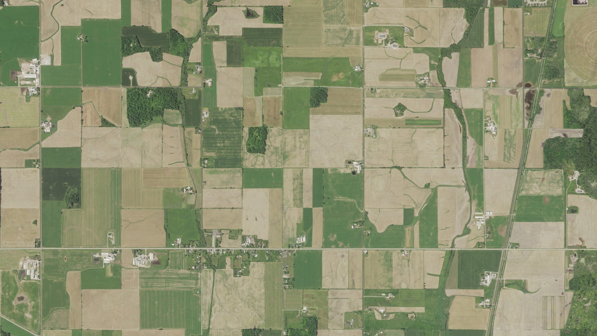 Aerial view of land around Belgium, Wisconsin