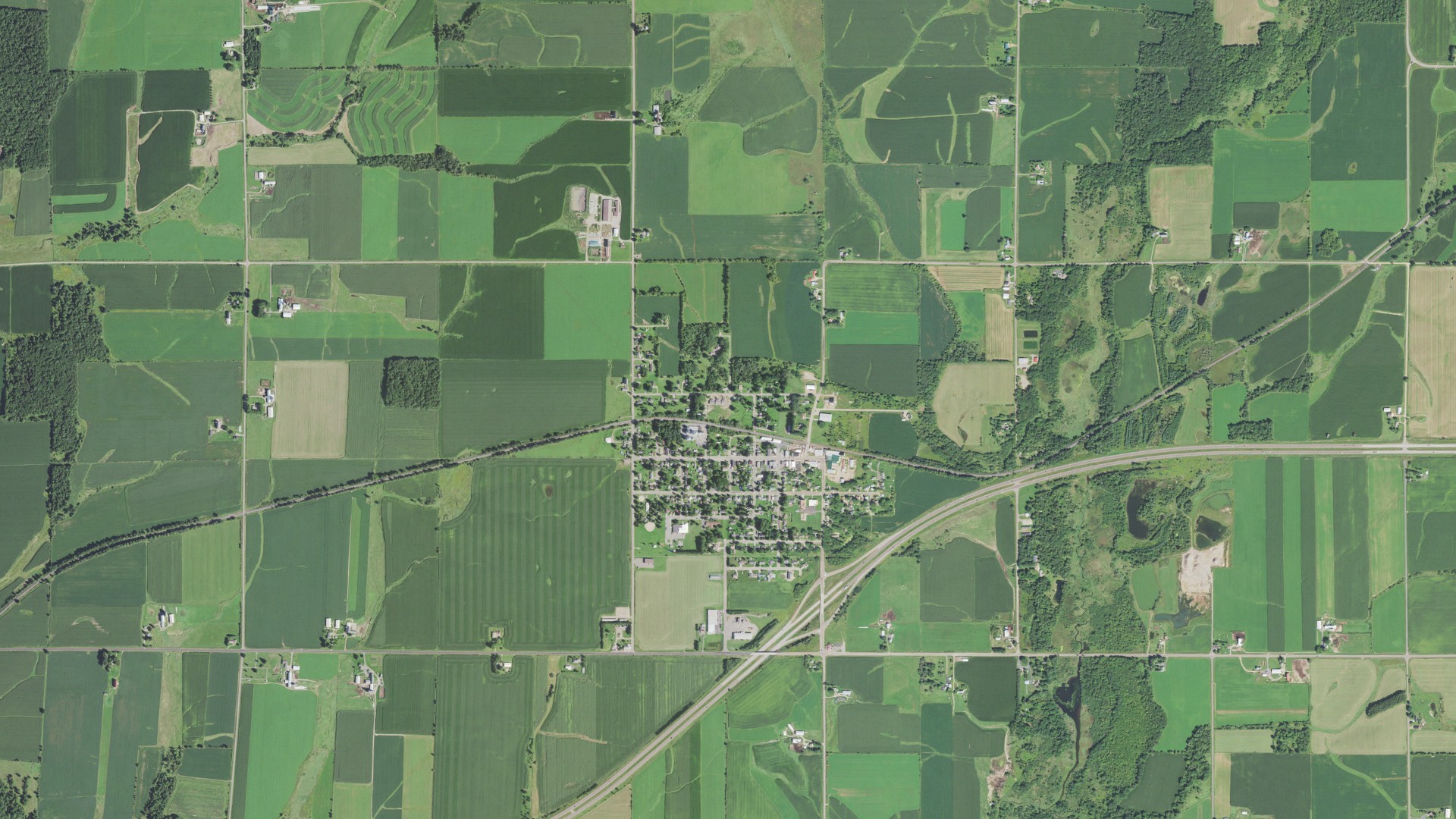 Natural-color aerial photograph of land around Boyd, Wisconsin