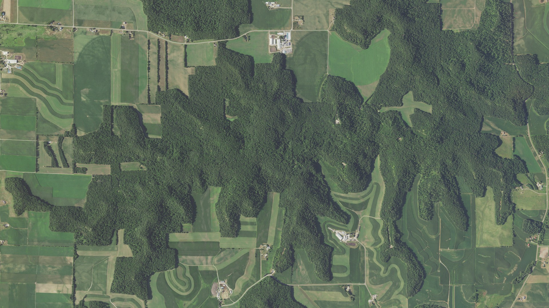 Aerial view of land around Lima, Wisconsin