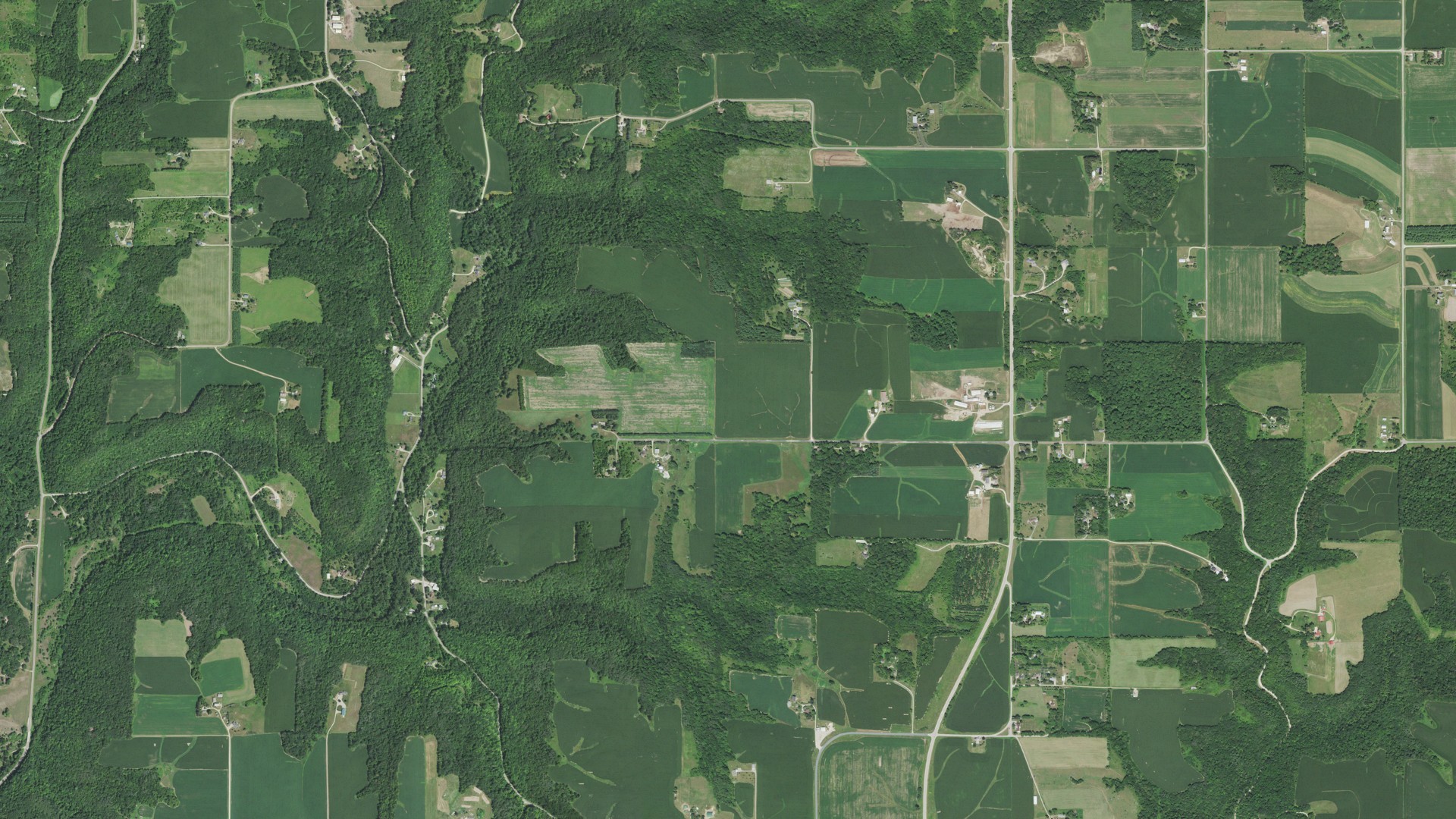 Aerial view of land around Trenton, Wisconsin