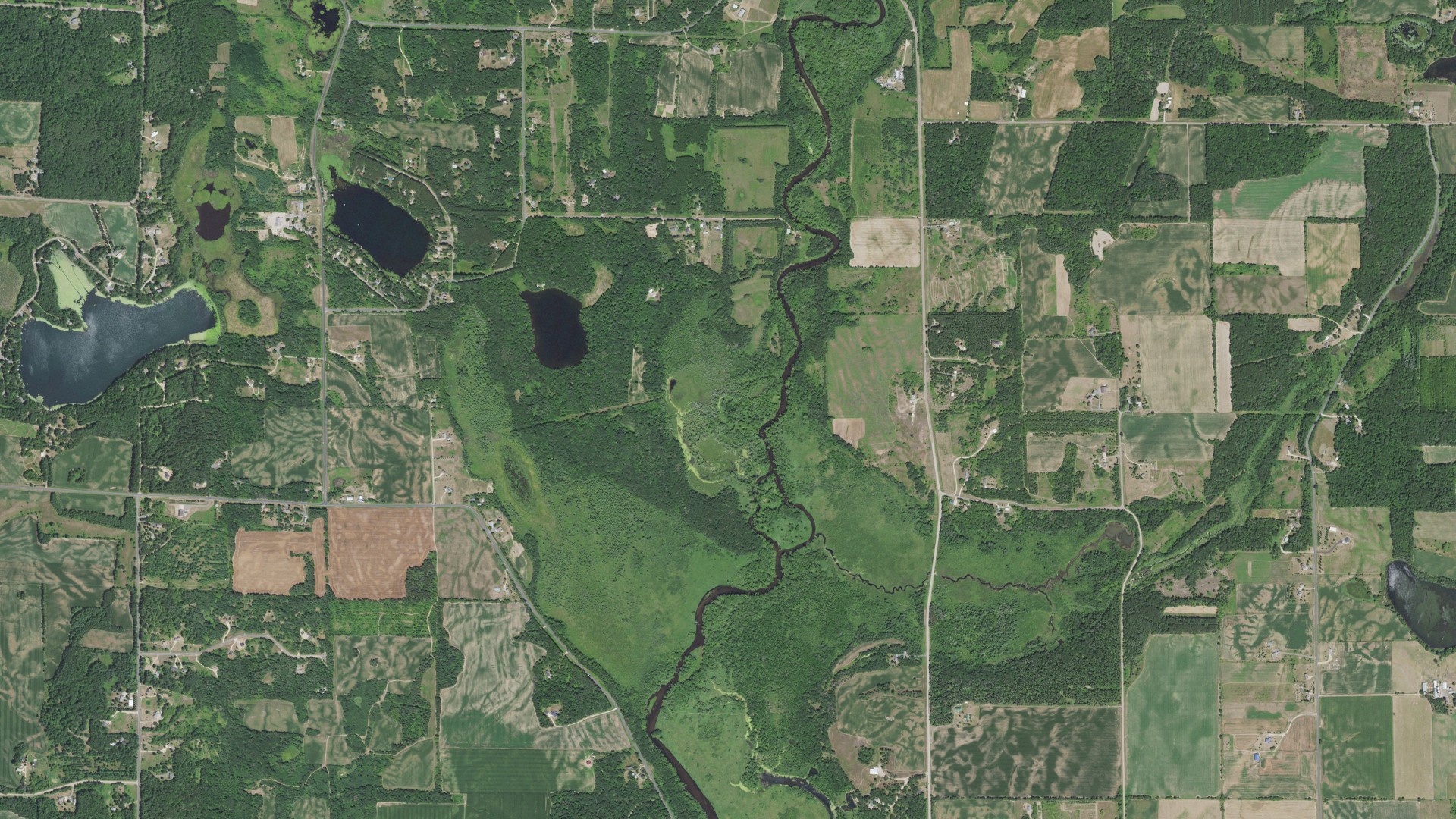 Aerial view of land around Alden, Wisconsin