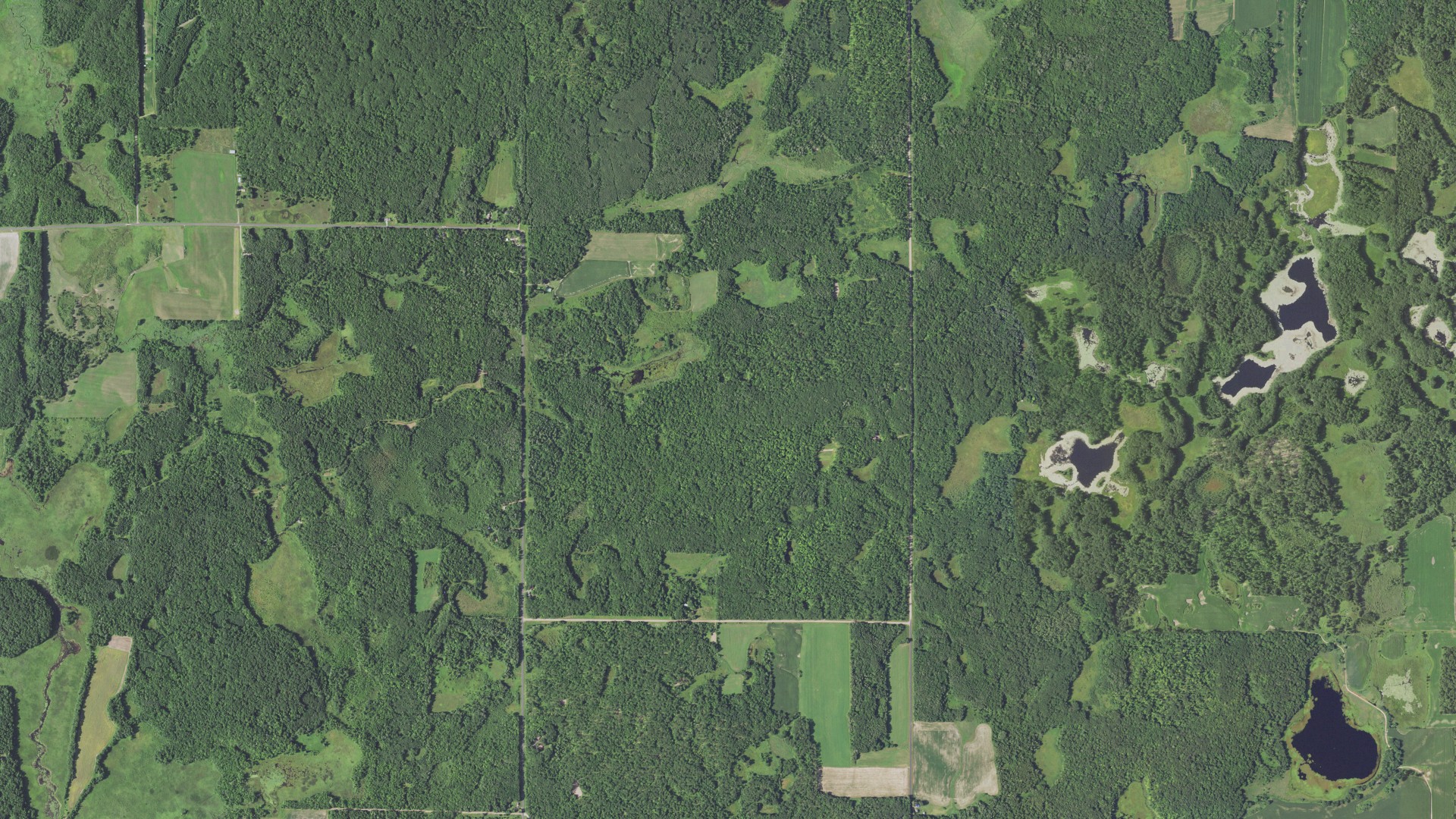 Aerial view of land around McKinley, Wisconsin