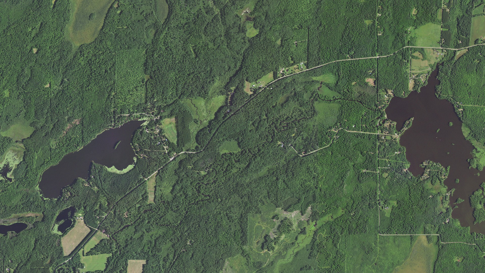 Aerial view of land around Worcester, Wisconsin