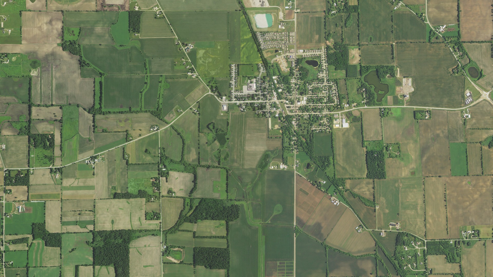 Aerial view of land around Brooklyn, Wisconsin