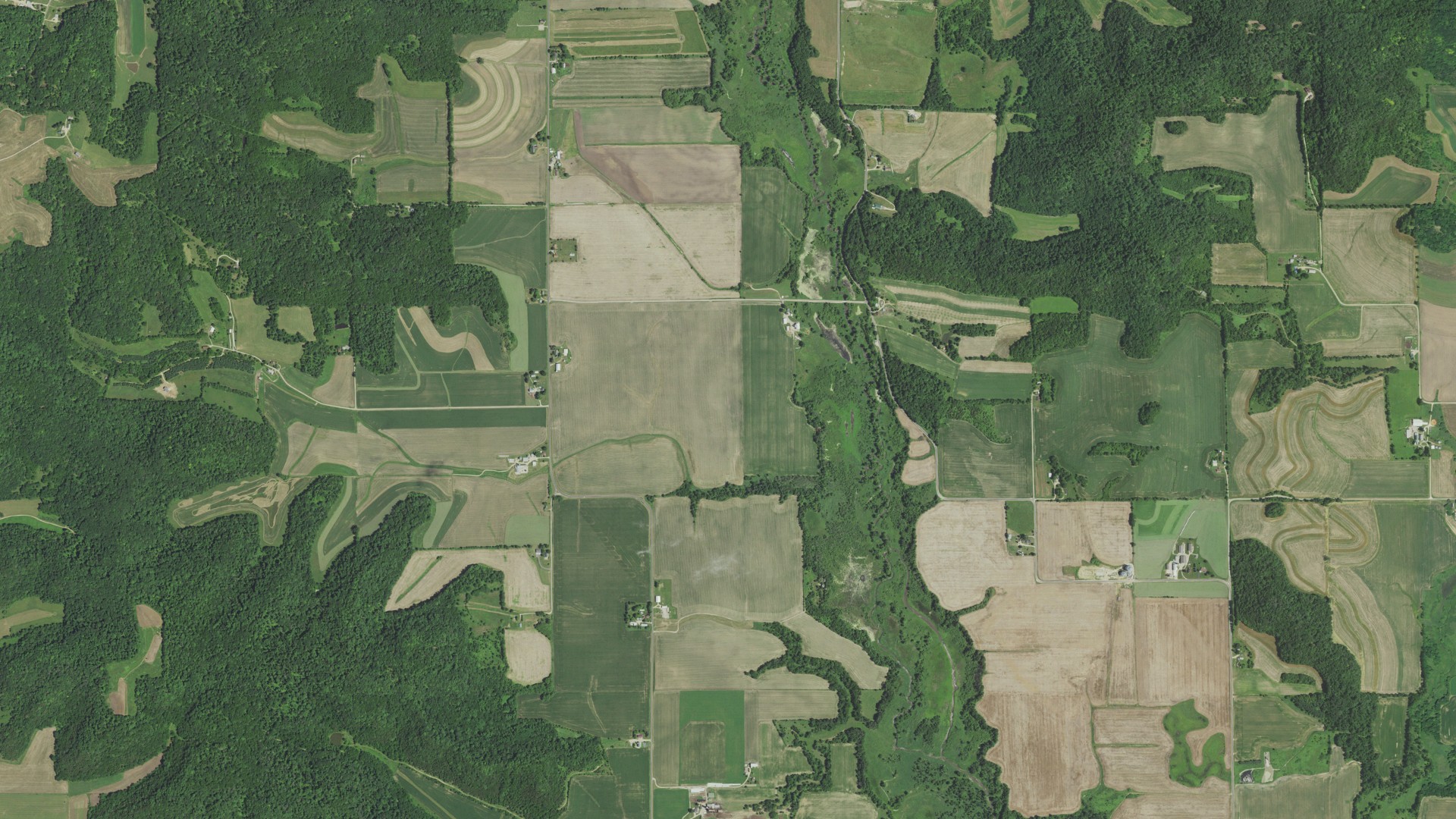 Aerial view of land around Eagle, Wisconsin