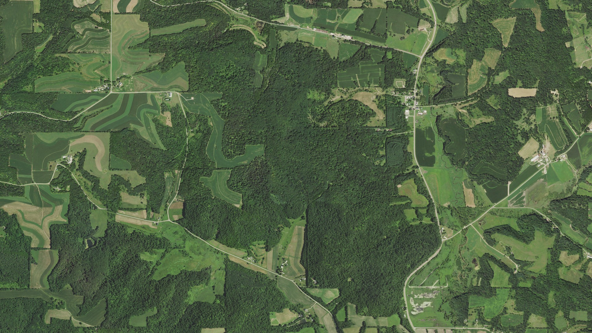 Natural-color aerial photograph of land around Willow, Wisconsin