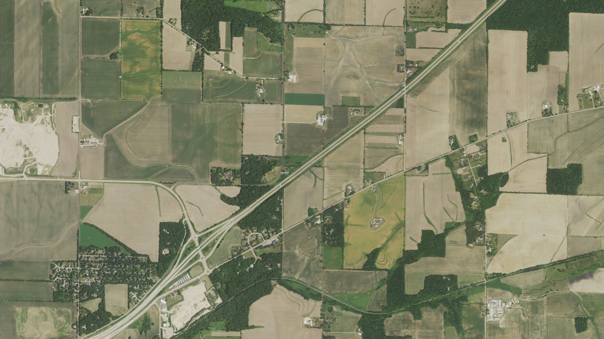 Aerial view of land around Turtle, Wisconsin