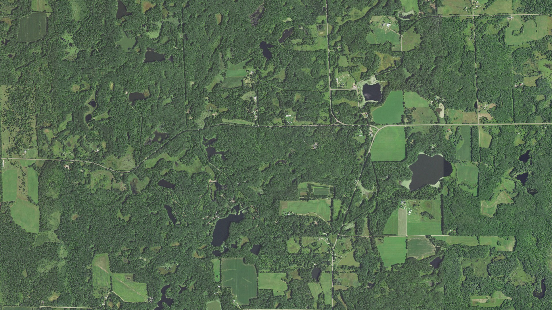 Aerial view of land around Rusk, Wisconsin