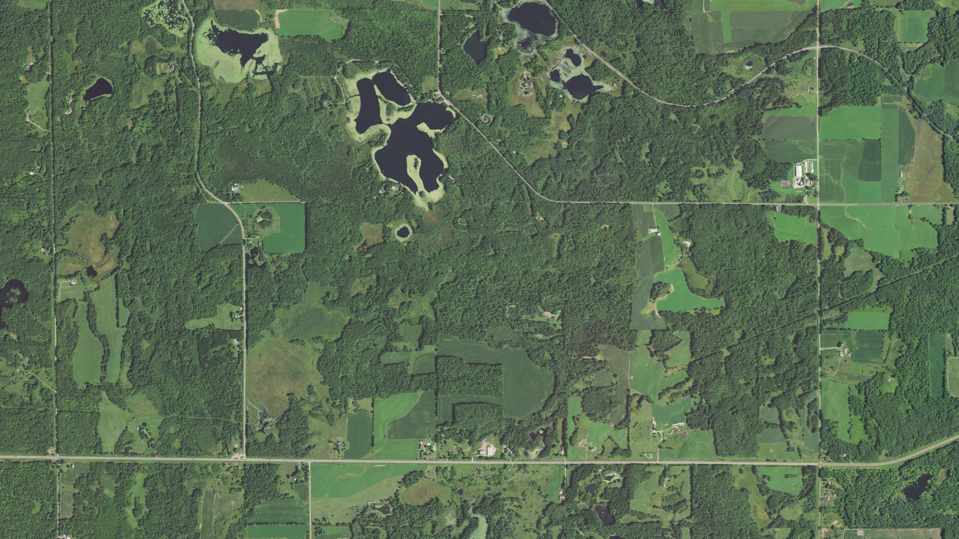 Aerial view of land around Strickland, Wisconsin