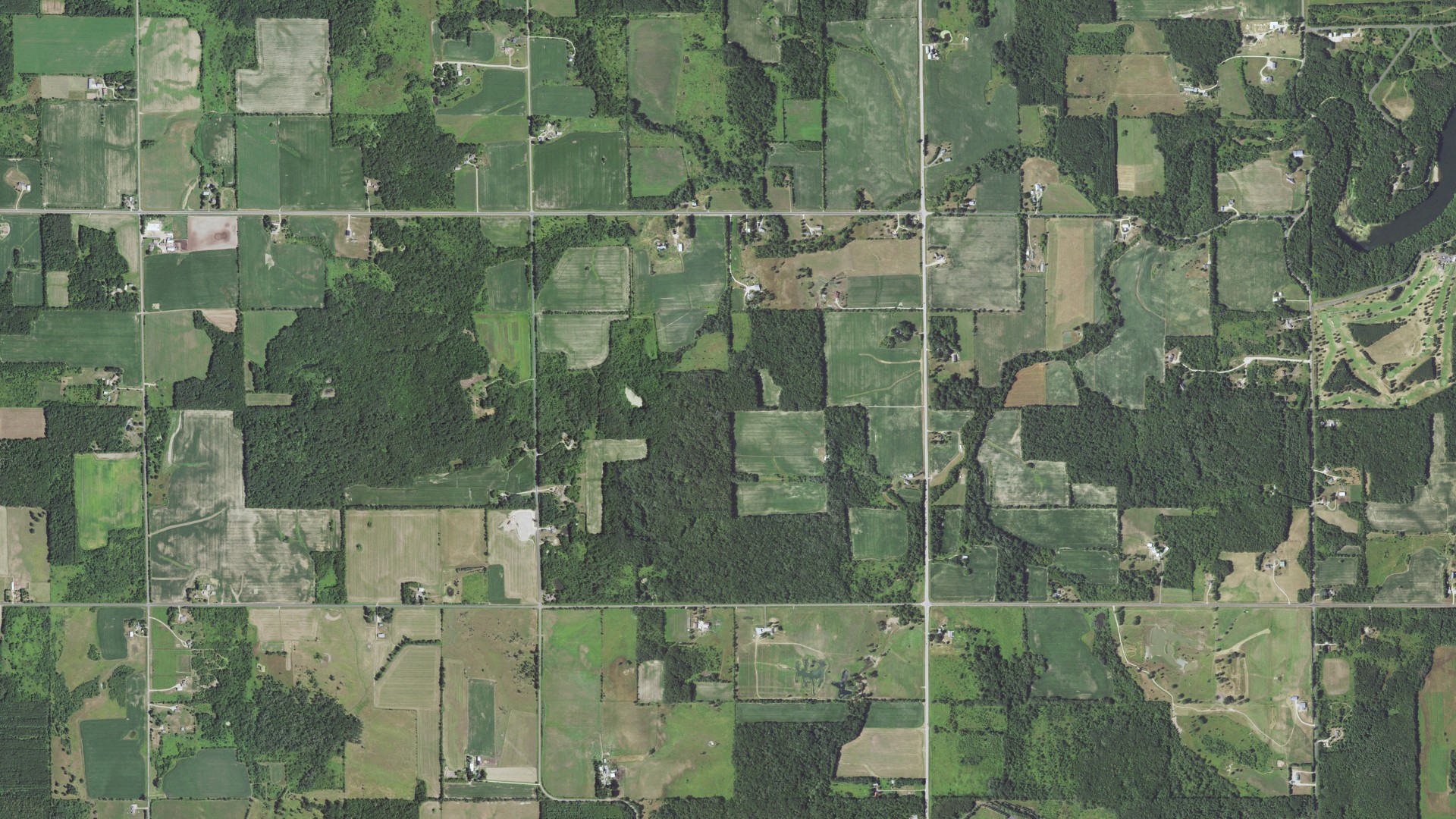 Aerial view of land around Springfield, Wisconsin