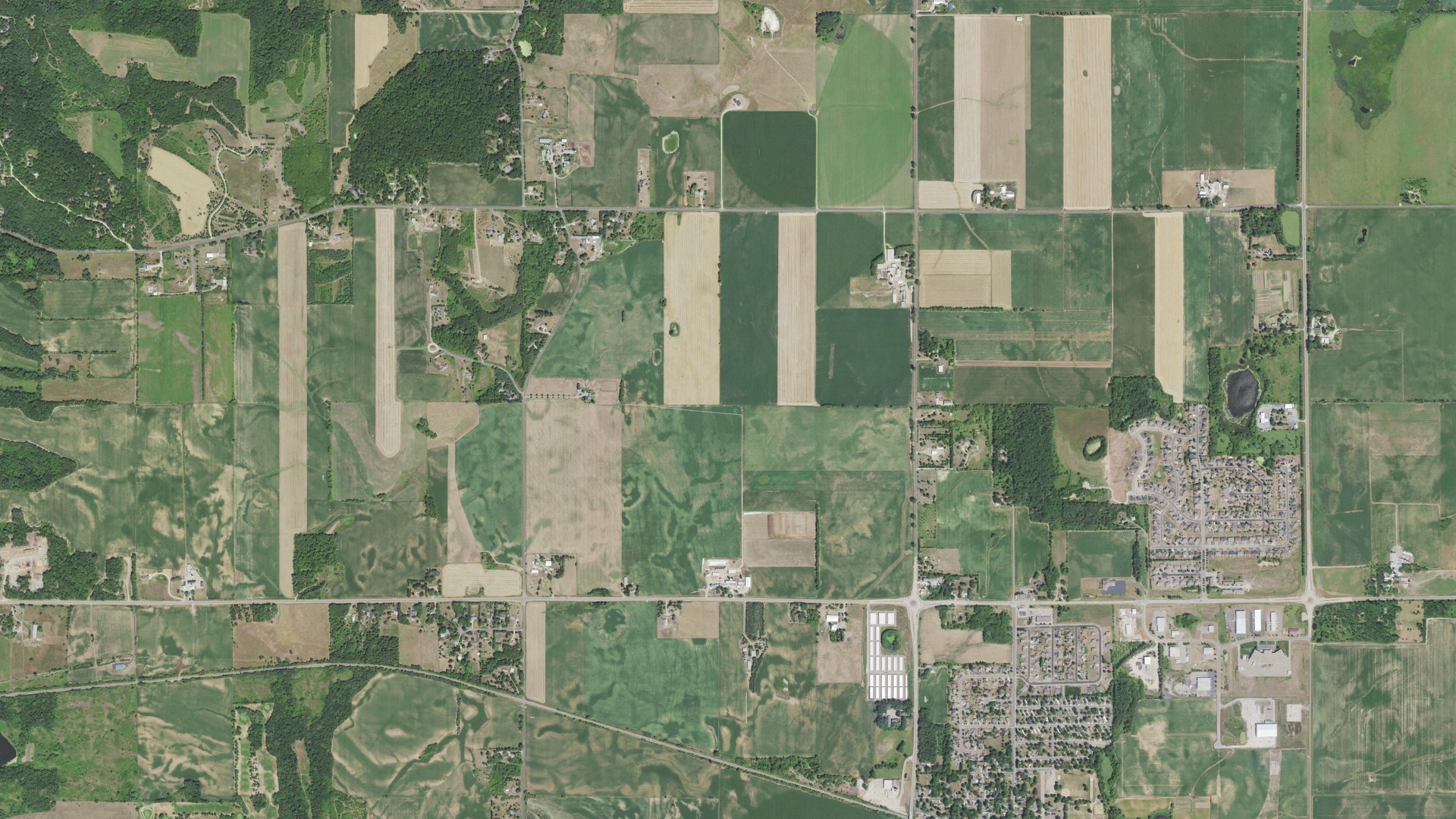 Aerial view of land around Warren, Wisconsin
