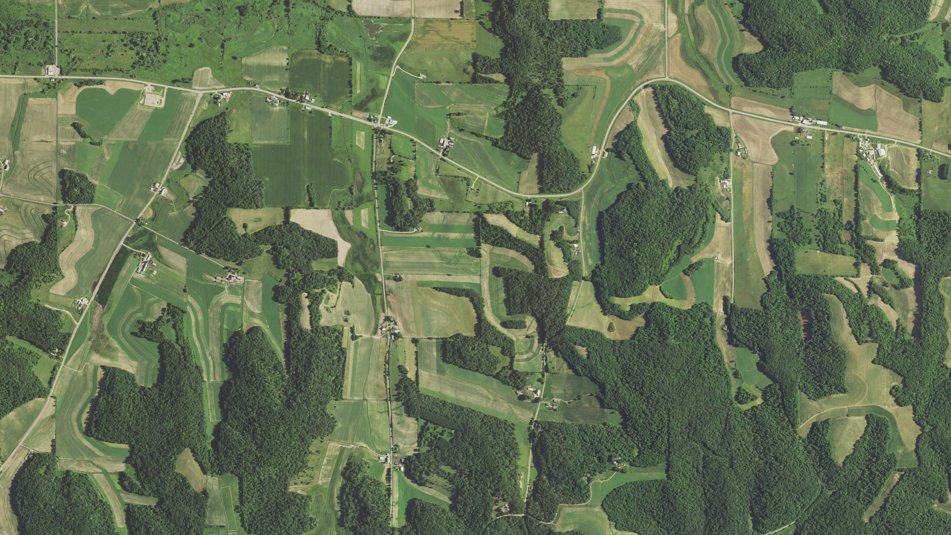 Aerial view of land around Troy, Wisconsin