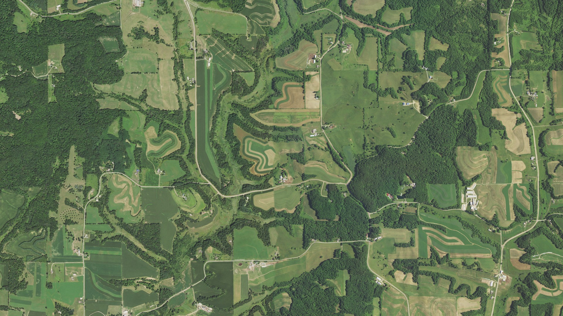Aerial view of land around Winfield, Wisconsin