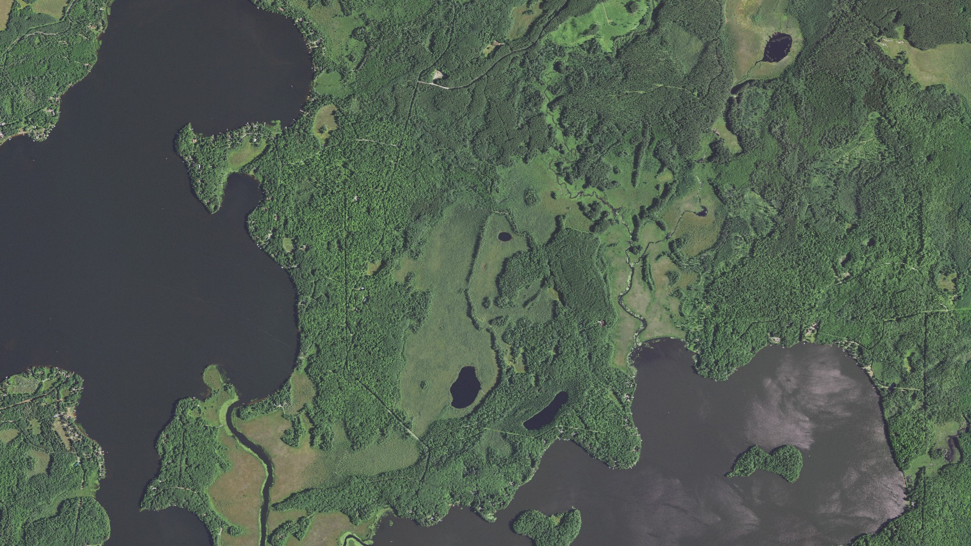 Aerial view of land around Spider Lake, Wisconsin