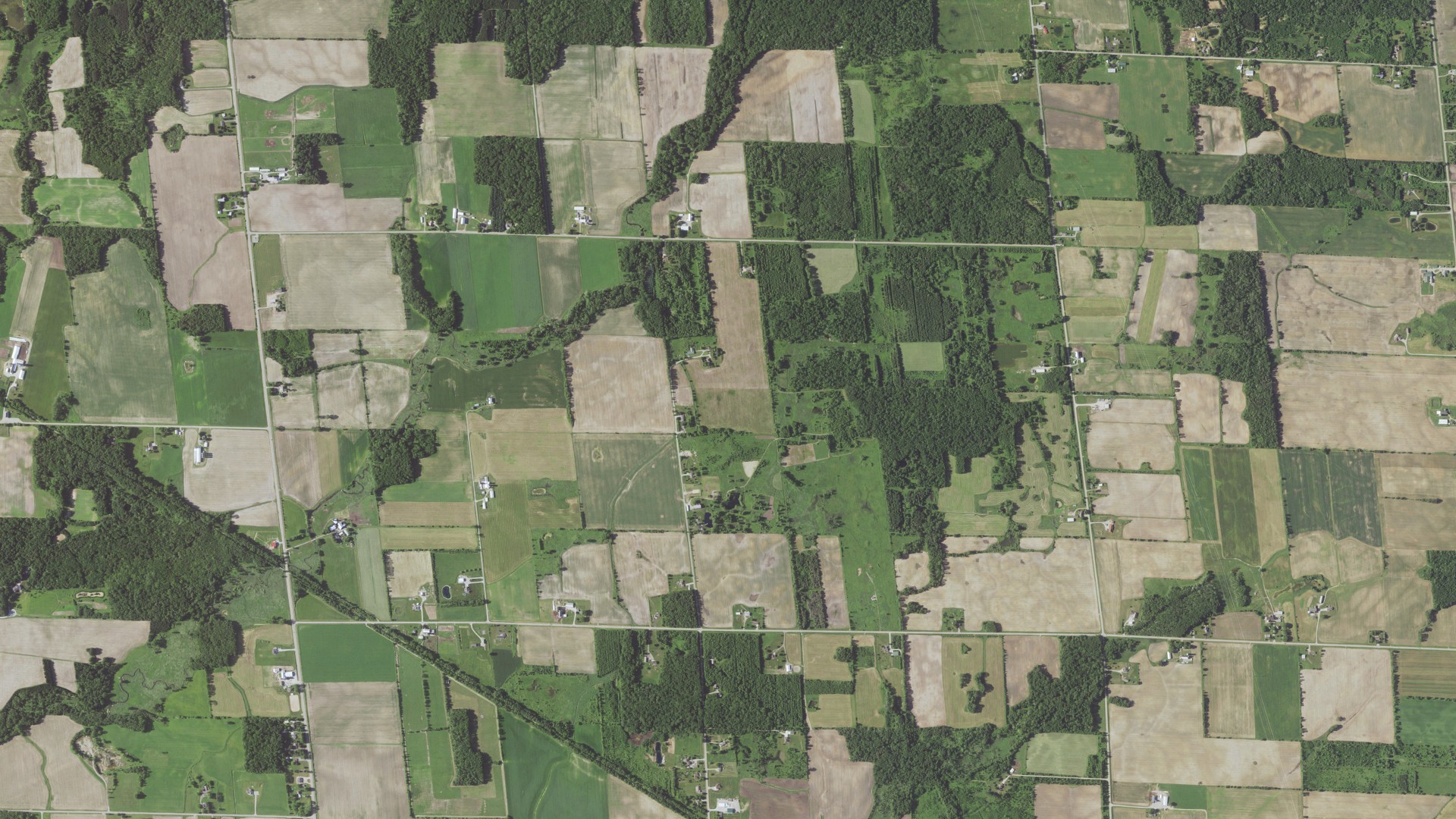 Aerial view of land around Angelica, Wisconsin