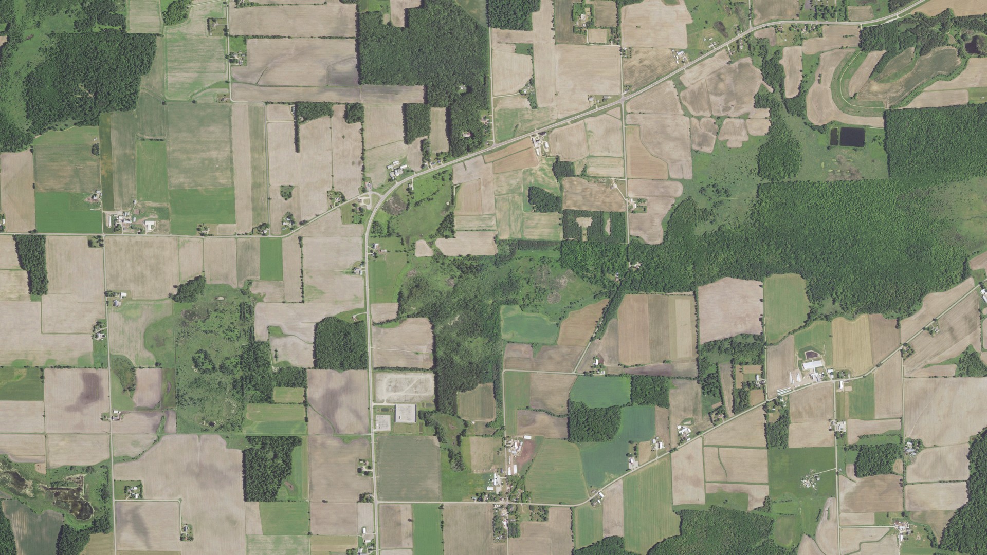 Aerial view of land around Belle Plaine, Wisconsin
