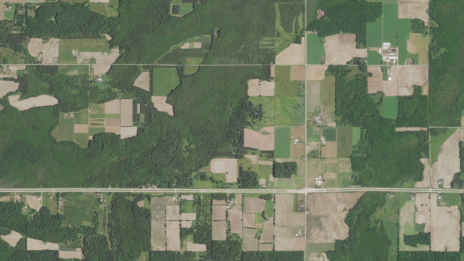 Aerial view of land around Herman, Wisconsin