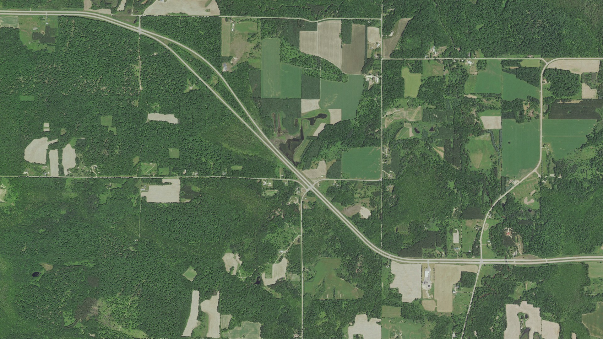 Aerial view of land around Morris, Wisconsin