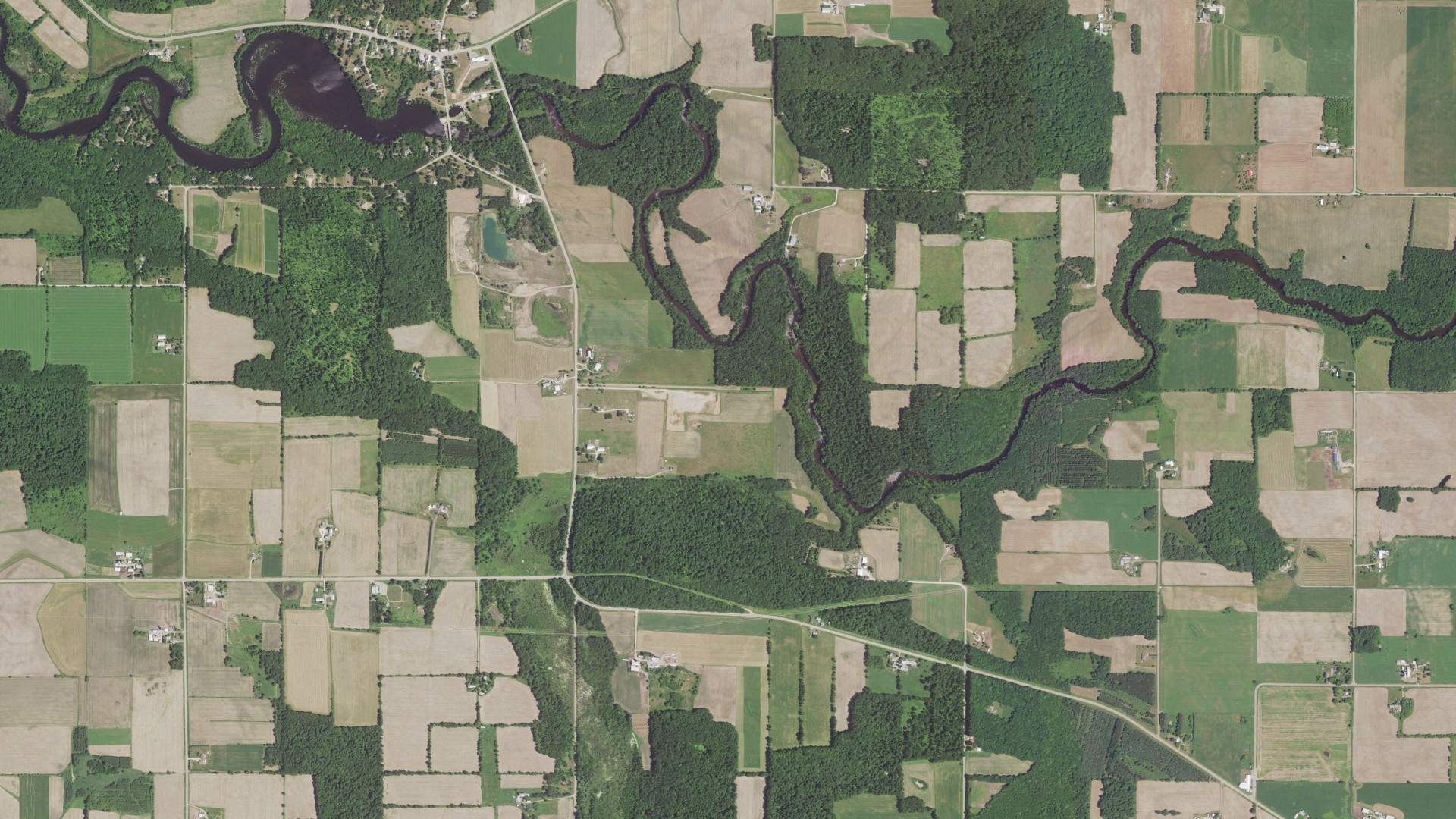 Aerial view of land around Pella, Wisconsin