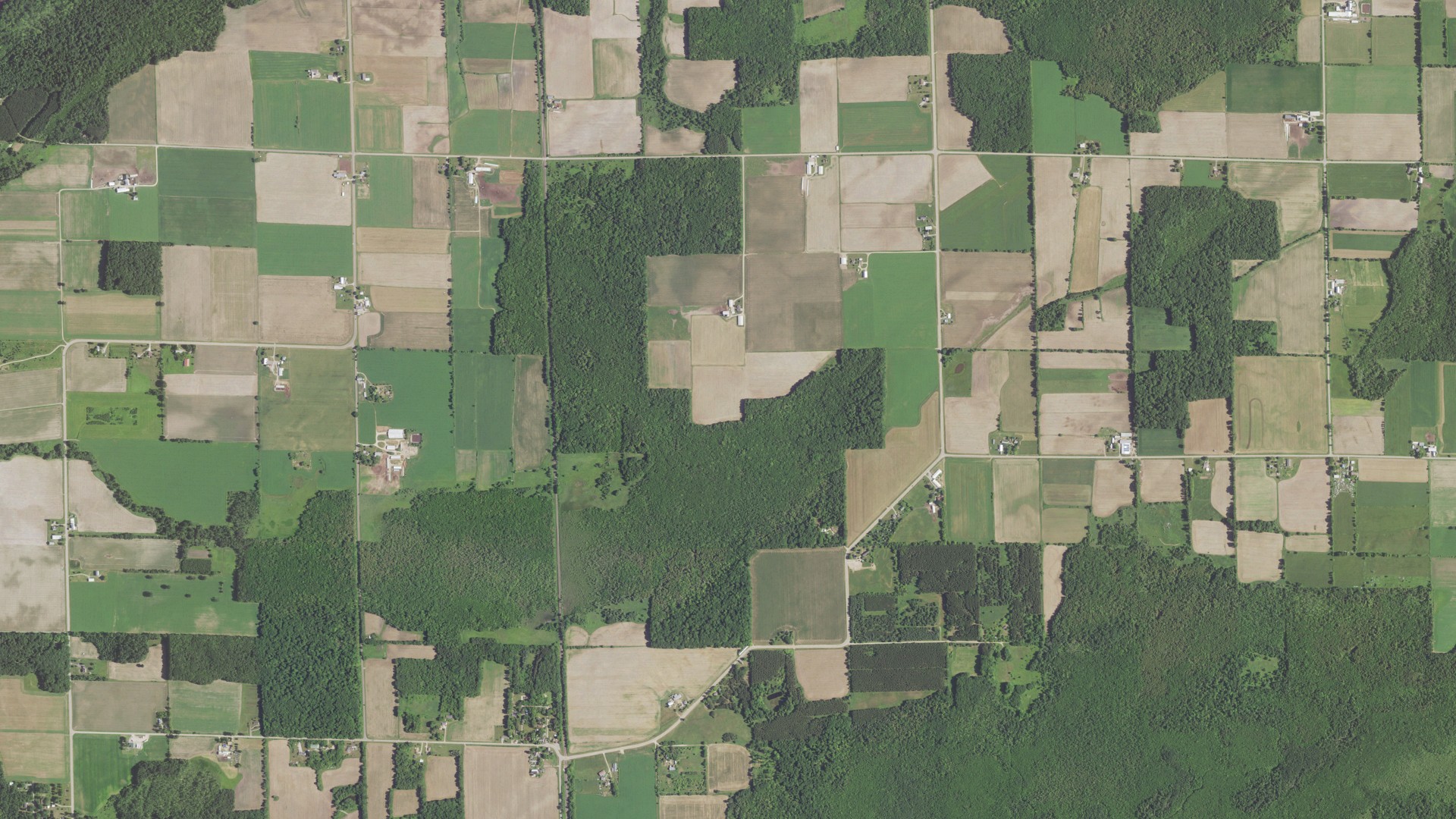 Aerial view of land around Waukechon, Wisconsin