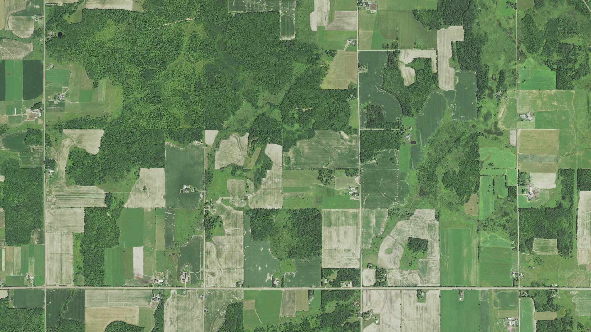 Aerial view of land around Aurora, Wisconsin