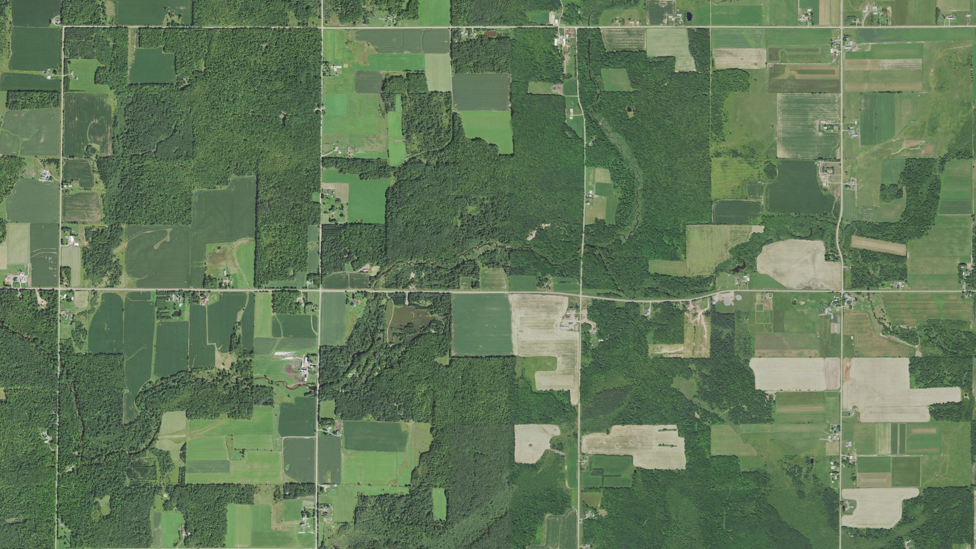 Aerial view of land around Holway, Wisconsin