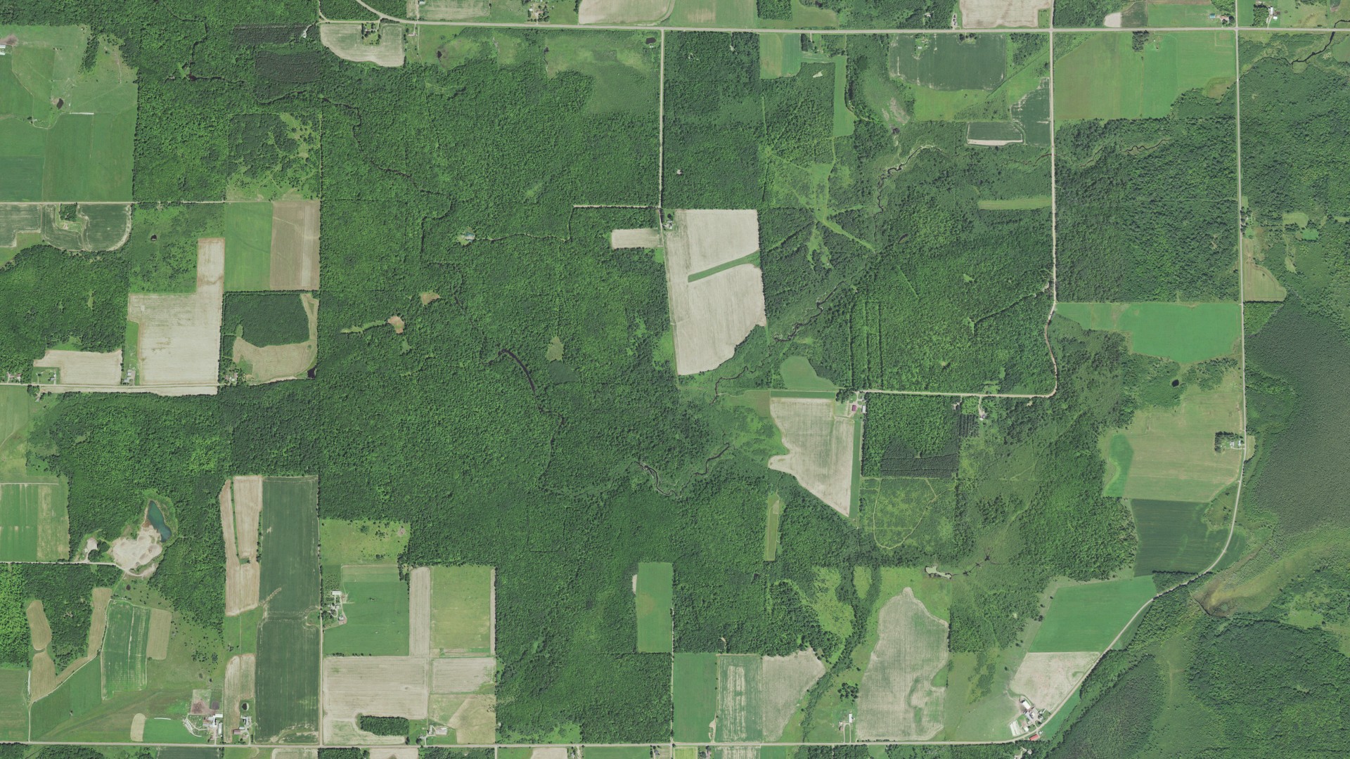 Aerial view of land around Jump River, Wisconsin