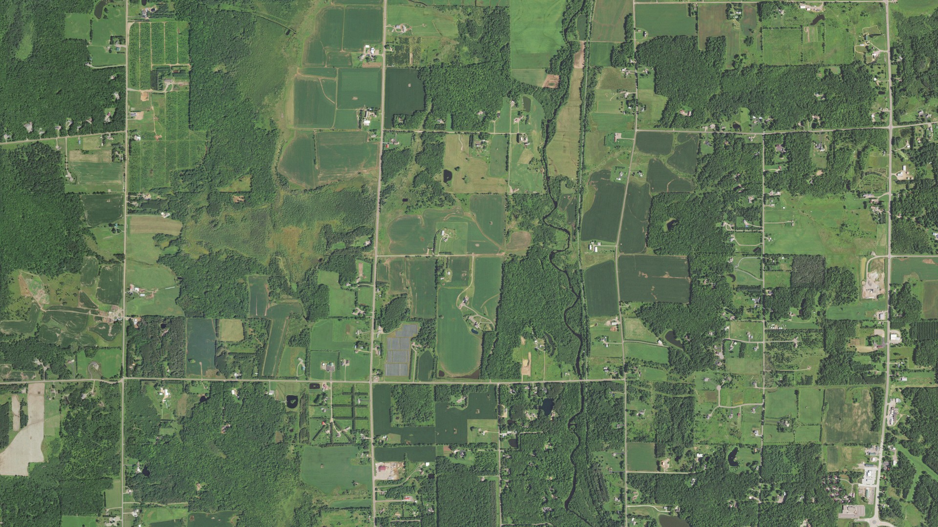 Aerial view of land around Medford, Wisconsin