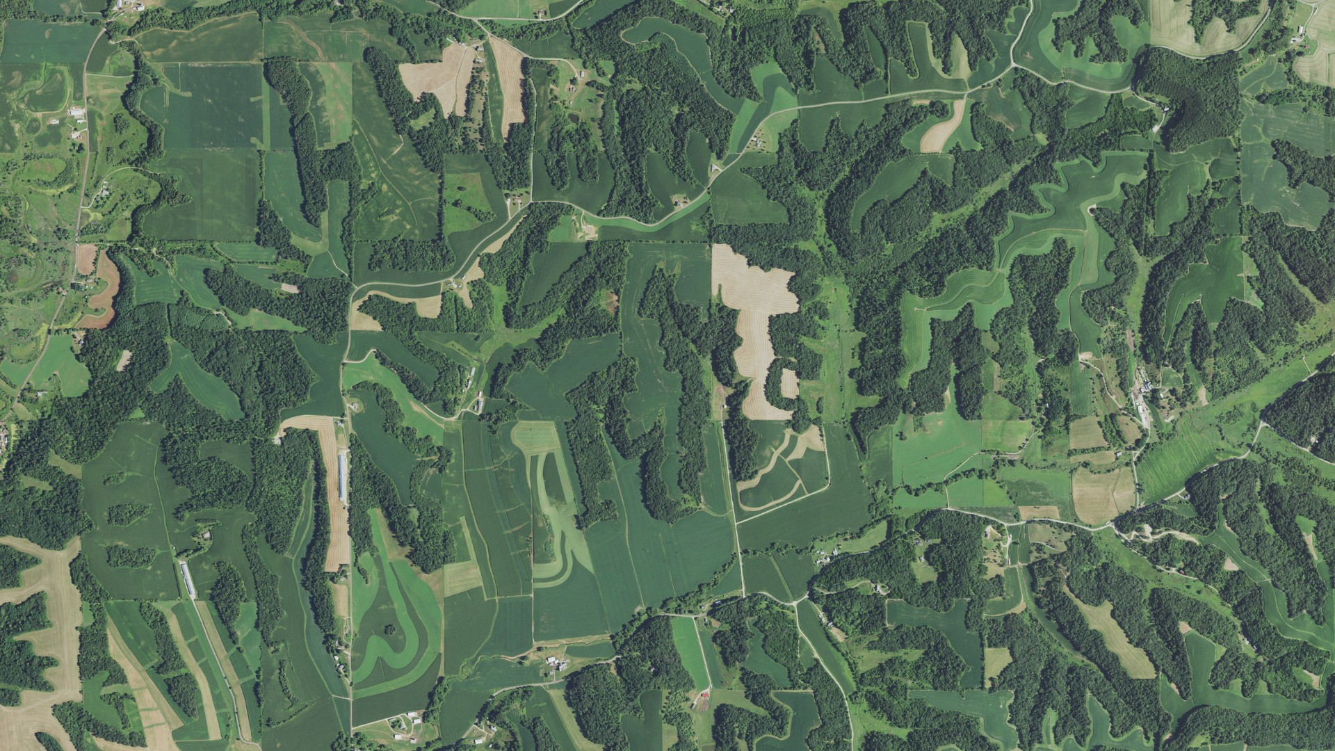 Aerial view of land around Arcadia, Wisconsin