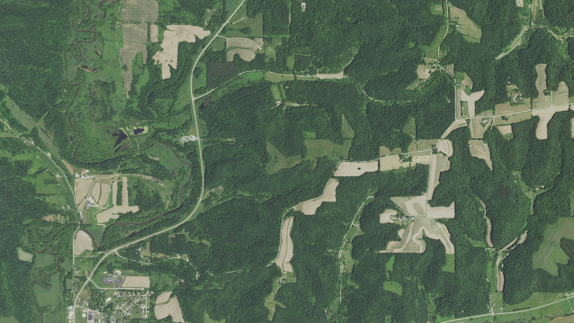 Aerial view of land around Stark, Wisconsin