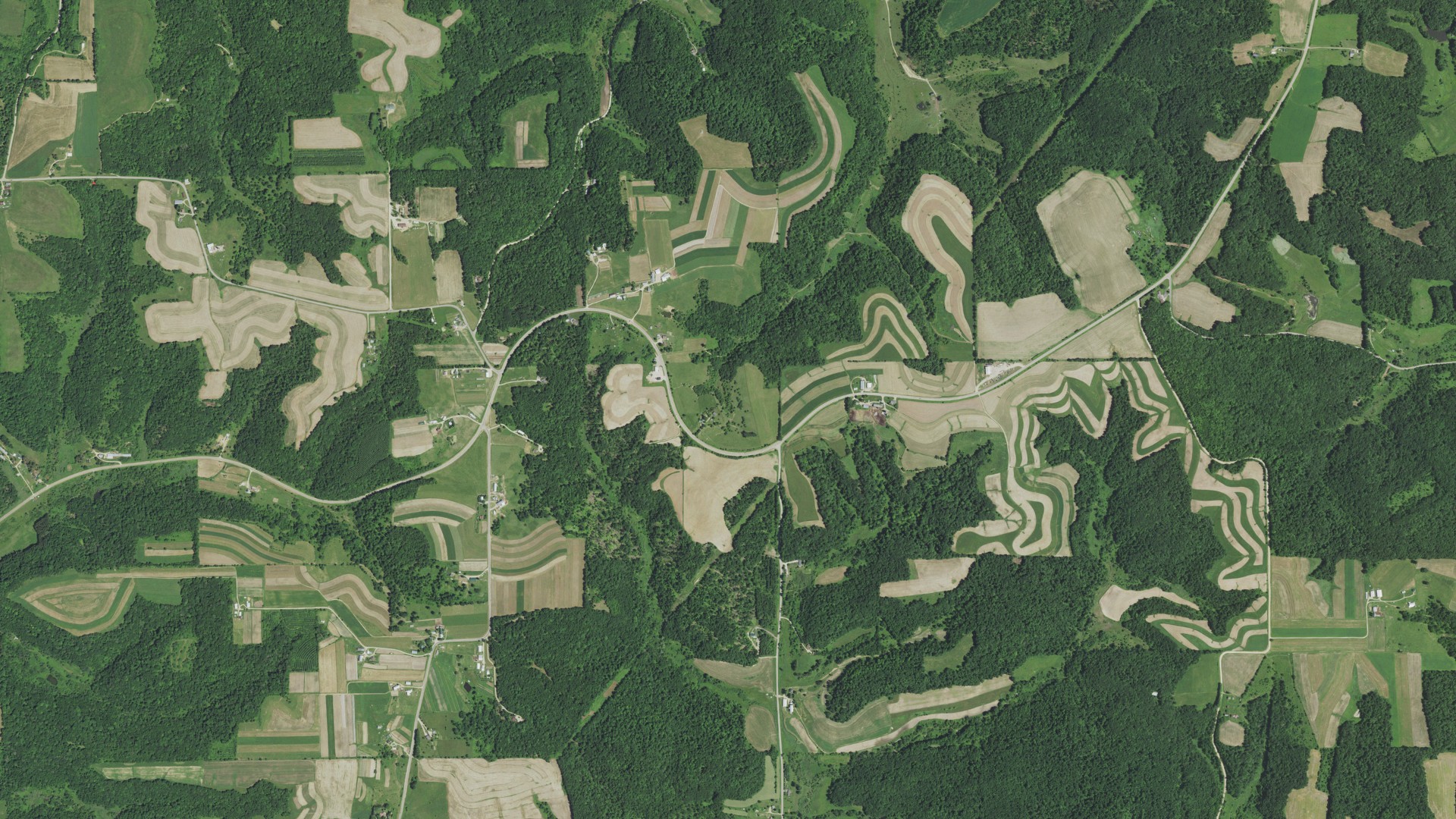 Aerial view of land around Union, Wisconsin