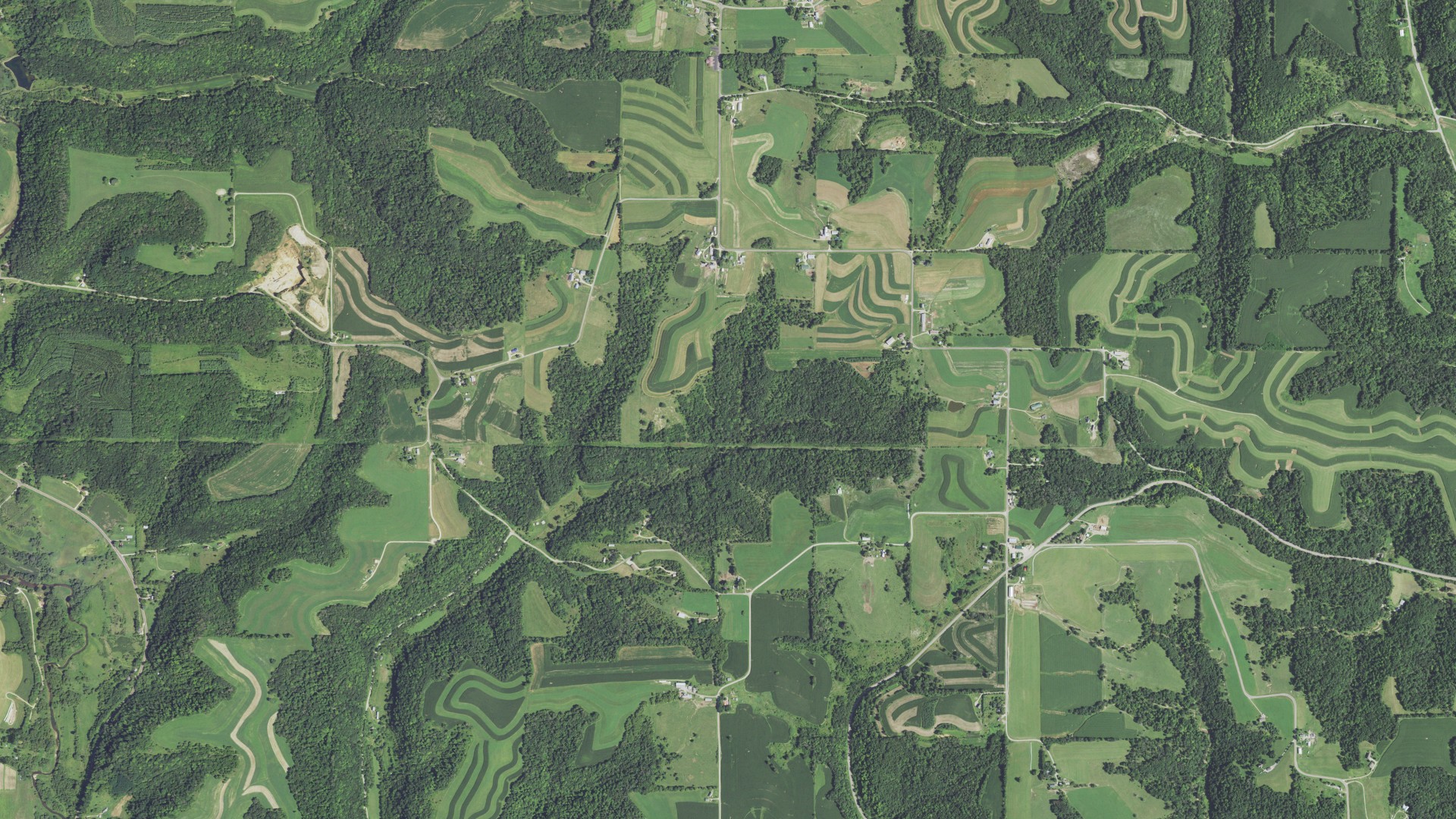 Aerial view of land around Webster, Wisconsin