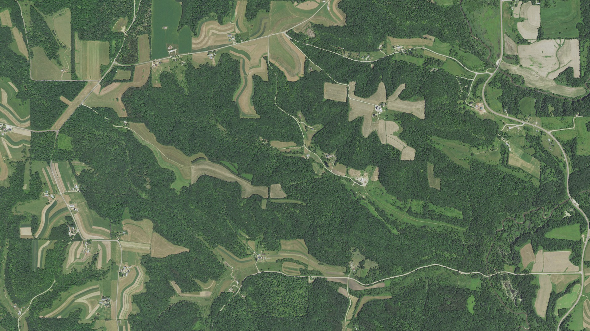 Aerial view of land around Whitestown, Wisconsin
